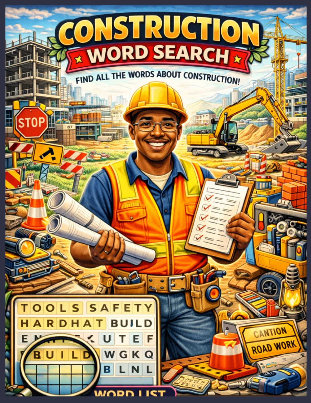 Construction Word Search Puzzle Book for Adults: 100 Job Site & Trade-Themed Puzzles | Easy to Hard Difficulty | Tools, Equipment, Safety & Building Terms | Relaxing Brain Games