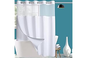 Flowery Waffle Shower Curtain with See Through Window