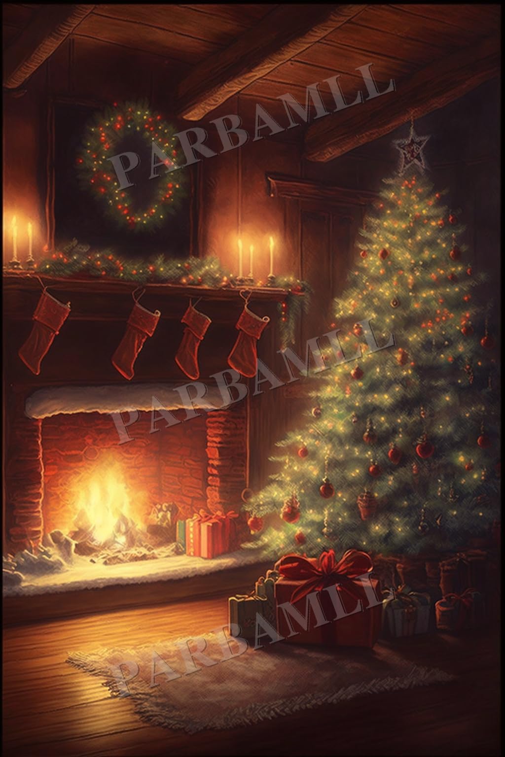ダイヤモンドアートクラブ Fireside Christmas Fireside Christmas Diamond Painting | Diamond Art Club™