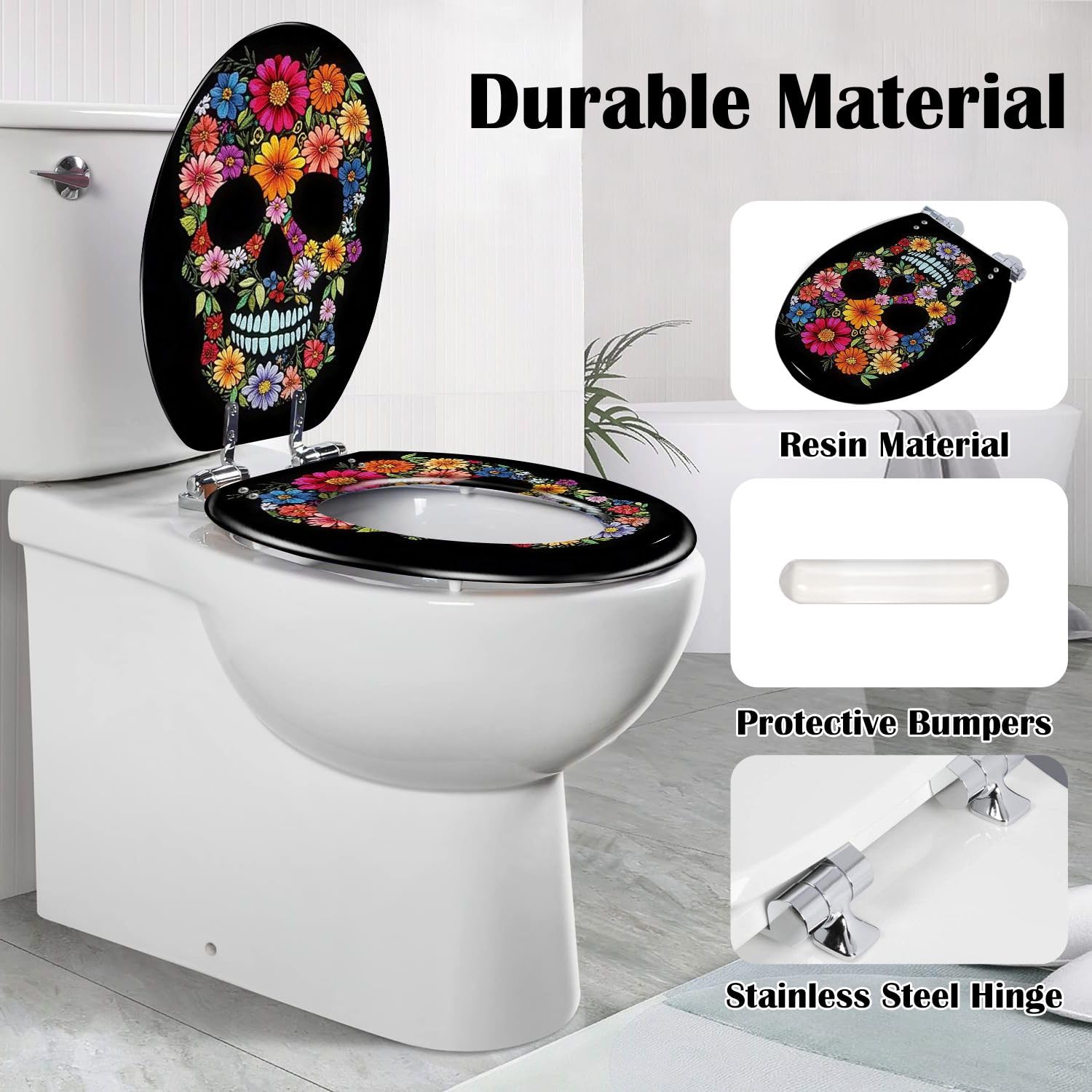 Sedile WC allungato con chiusura ammortizzata e sgancio rapido per bagno