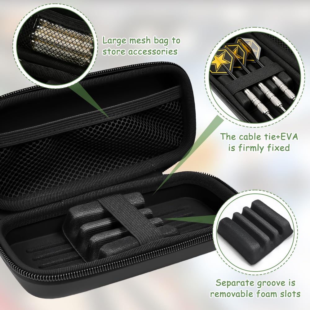 Bolsa para Dardos Estuche, Funda Rígida para Dardos Funda de Transporte para Dardoso Fundas de EVA Estuche Dardose para 3 Dardose,para Vuelos, Puntas, Eje, Anillos de Goma