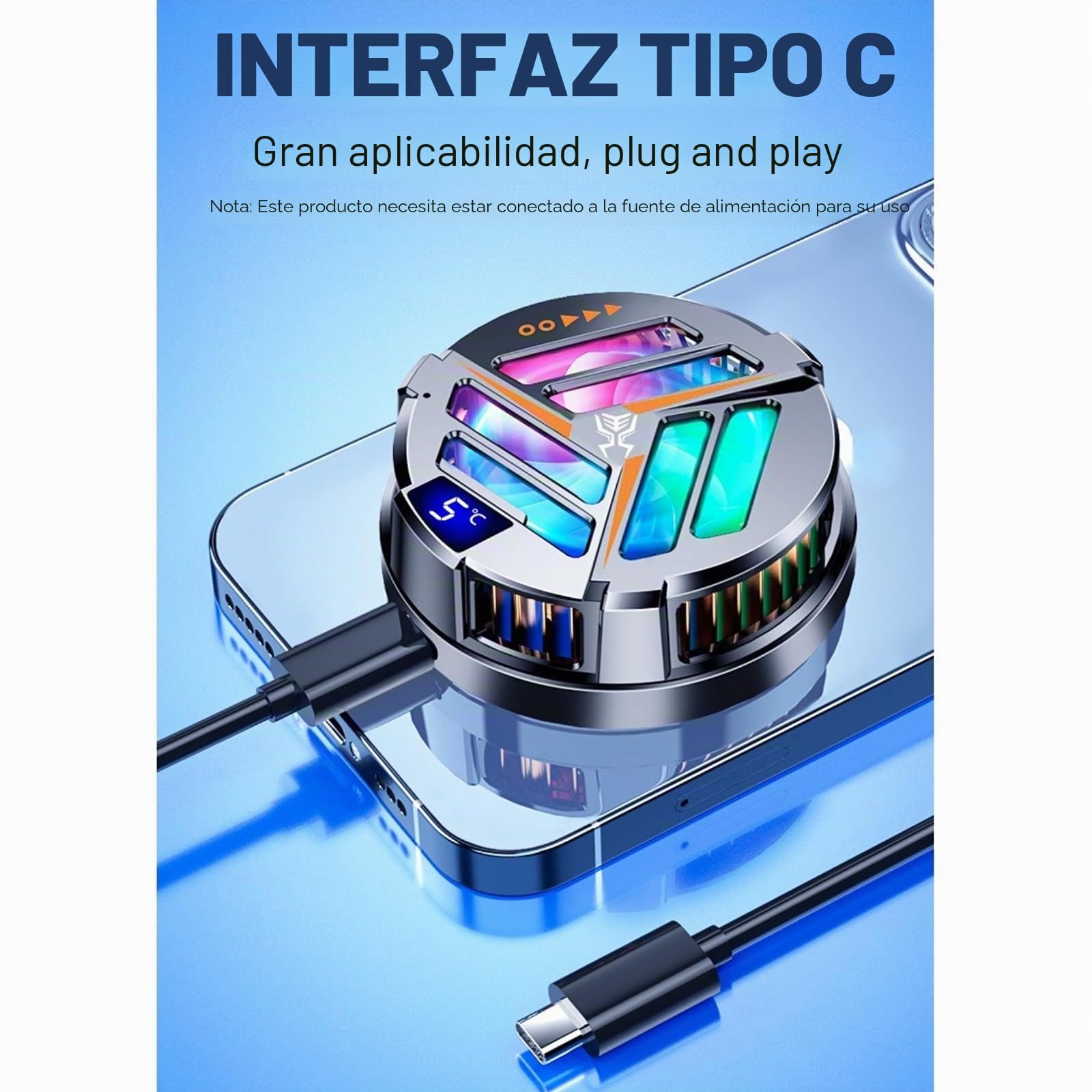 Enfriador de Teléfono Magnético Enfriador de Teléfono para Juegos, Compatible con 12,13 y 14 Series, con Pantalla LED para Teléfono Inteligente/Tableta