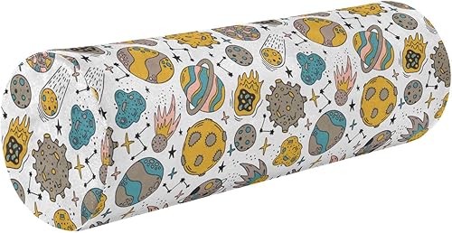 Space Planets Bolster Pillow Insert Neck Roll Pillow Round Pillow Insert Memory Foam Cylinder Neck Pillow Pillow Support for Legs