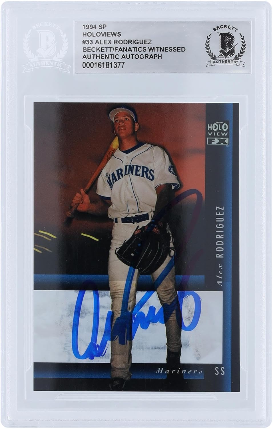 Alex Rodriguez Seattle Mariners Autographed 1994 Upper Deck SP Holo View #33 Beckett Fanatics Witnessed Authenticated Rookie Card - Baseball Slabbed Autographed Rookie Cards