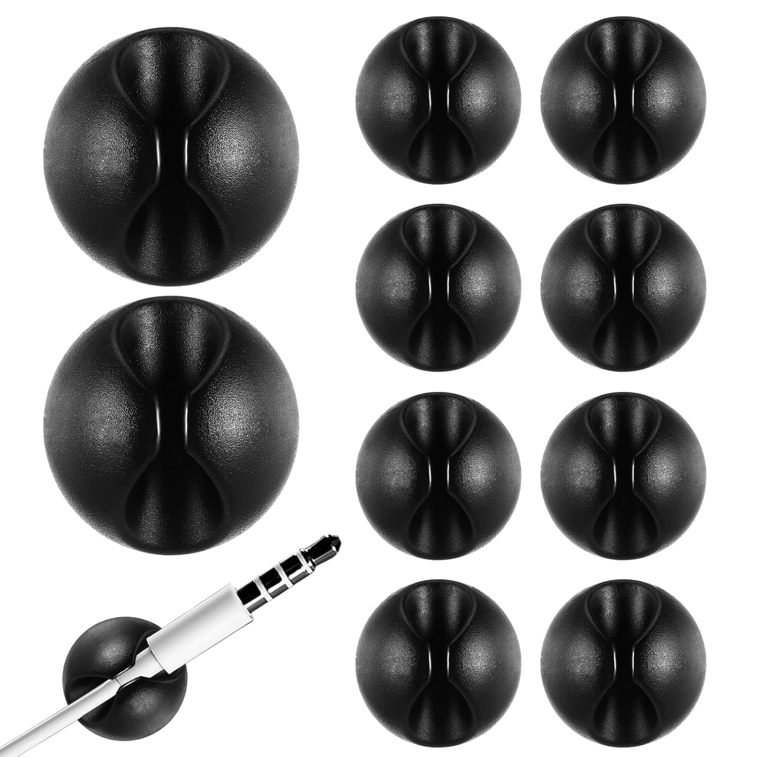 10 Pcs Cord Holder for Desk Cable Clips Charger Holder Znben Cord Organizer Adhesive Management Charger Wire Clips Phone Charging Cables Keepers for Desk Nightstand Car Home(Black)