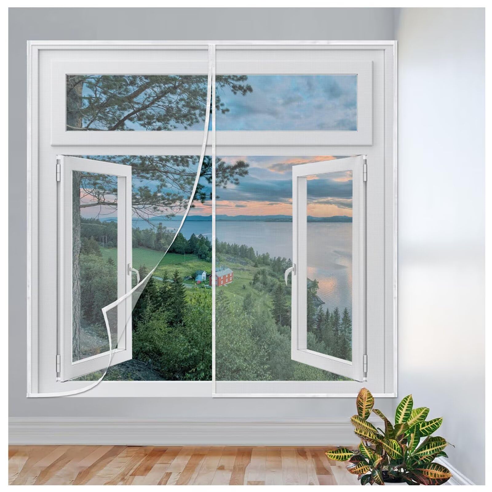 Scratch Moustiquaires Polyester avec Bande Auto-Adhésive 195x240cm Automatiquementfermé s Fines, avec de Bandes Autocollantes Filet de Protection Contre Les, Blanc