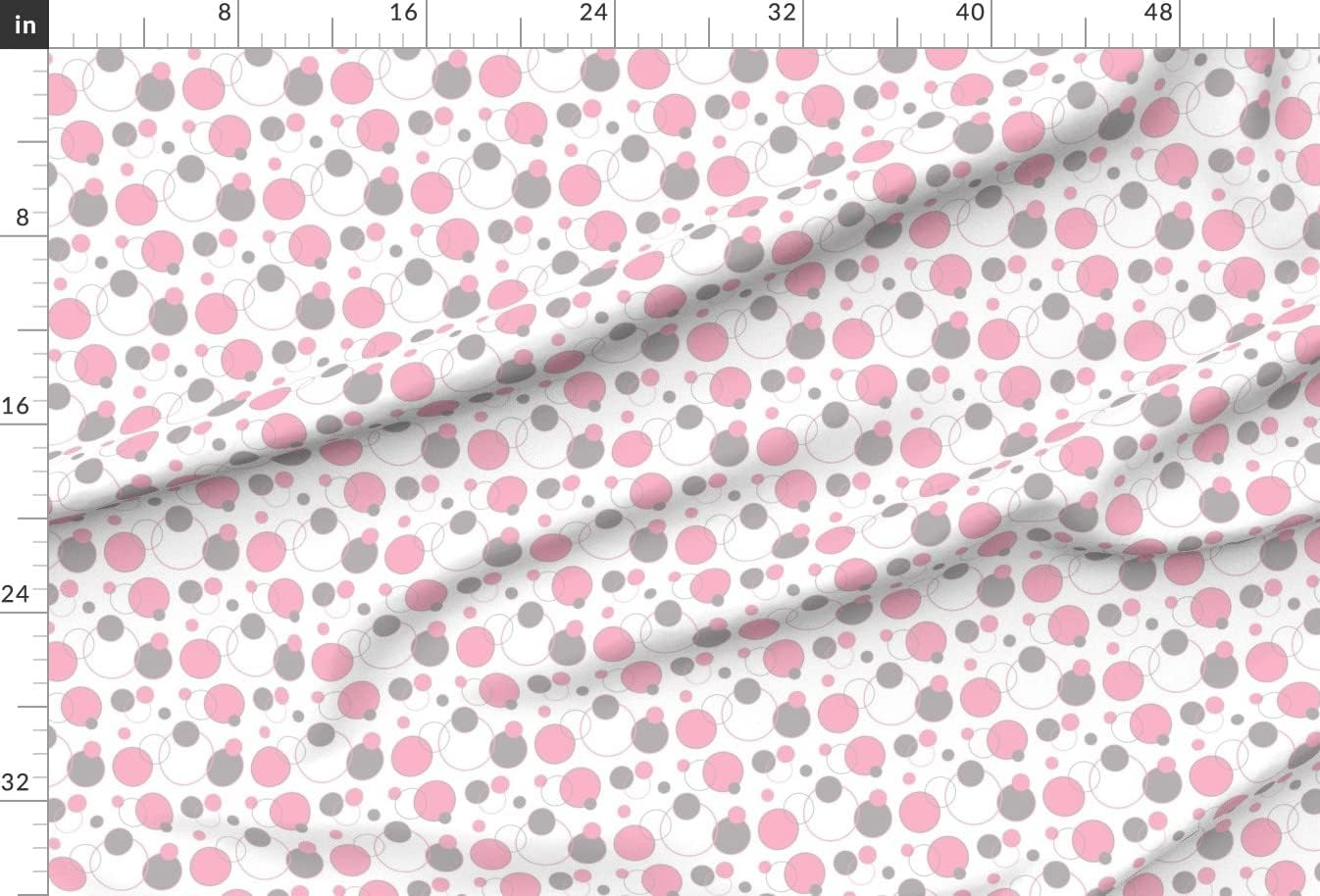 Spoonflower Fabric - Pink Grey Gray Polka Dot Circle Geometric Girl Nursery Round Geo Printed on Chiffon Fabric by The Yard - Sewing Fashion Apparel Dresses Home Decor