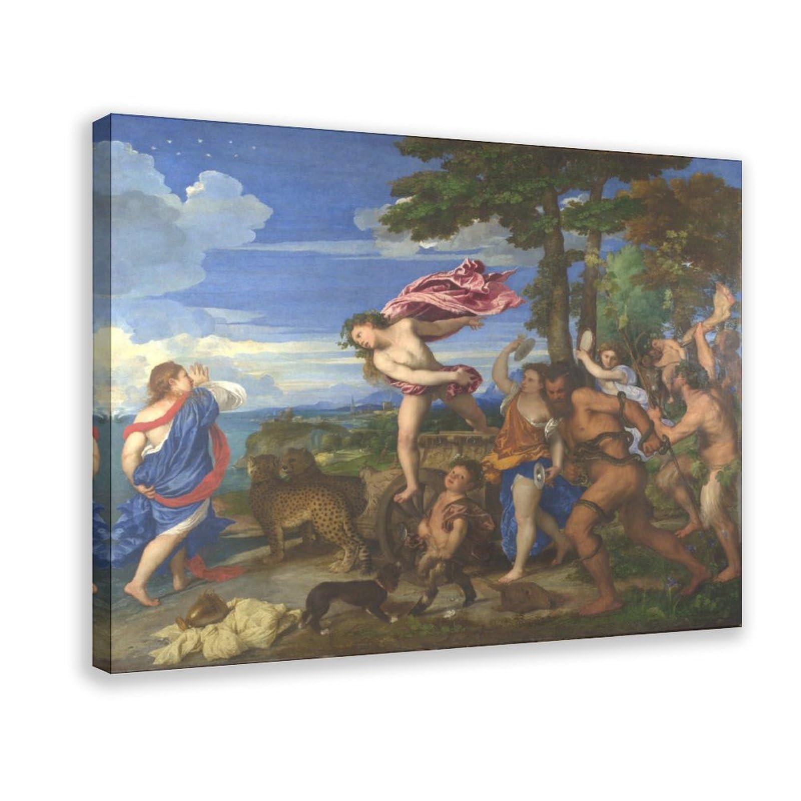WCYB Bacchus And Ariadne by Titian Posters Prints Canvas Deco Paintings Wall Art Hangable Frame 20" L X 30" W