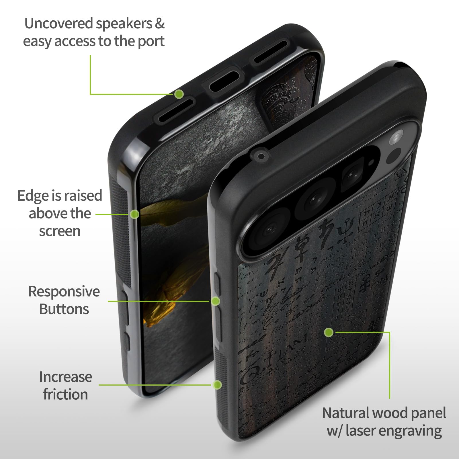 Carveit Custodia Per Google Pixel 9 Pro XL Cover Legno Avec Magnetico