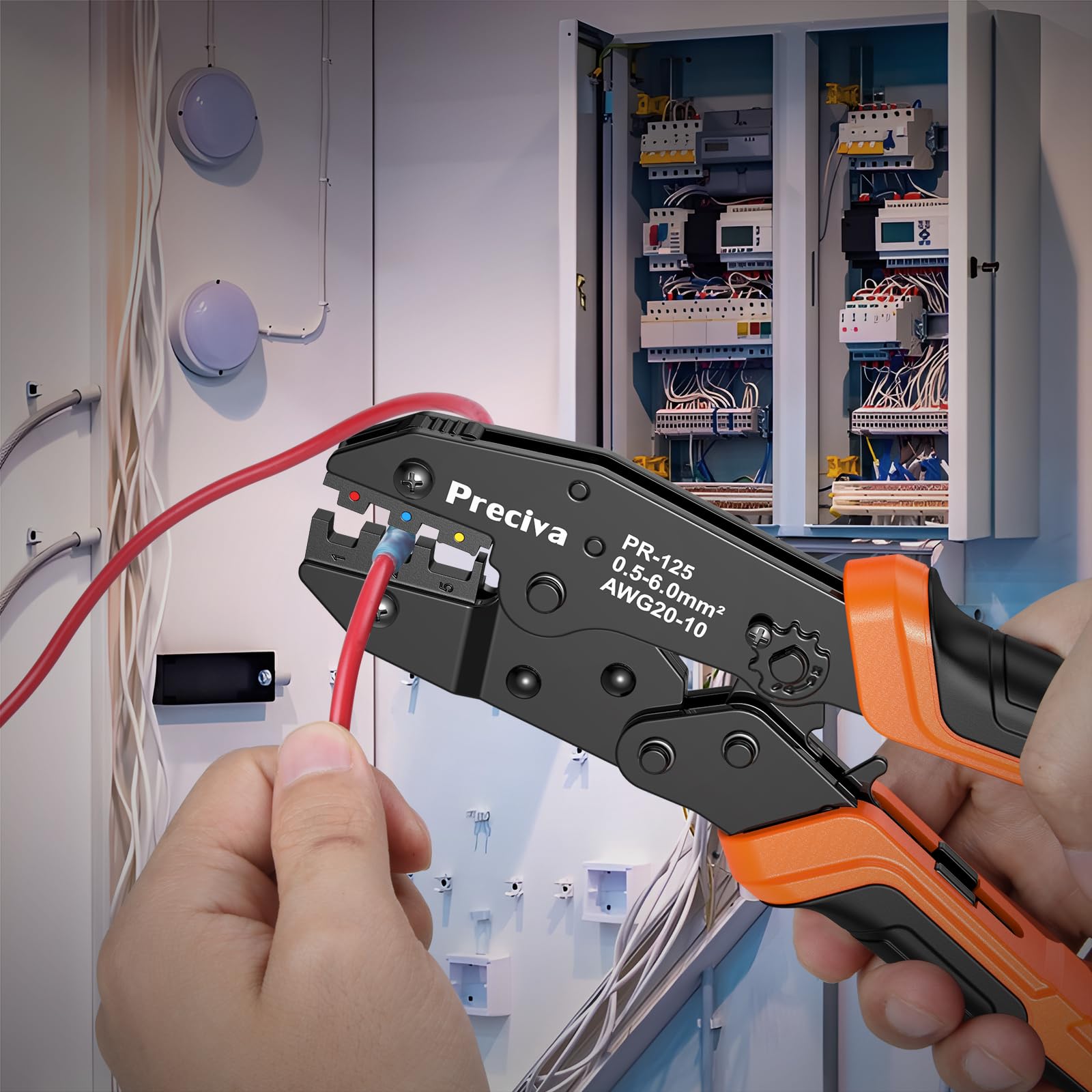 Pince à Sertir de Connecteurs Thermorétractables, avec 160pcs de Connecteurs étanches IP67, Outils de Sertissage isolés Preciva 0.5-6.0 mm²/AWG 22-10, acier Trempé 45#, Structure Solide