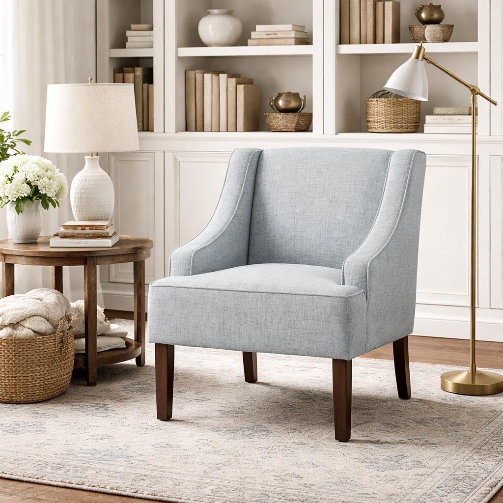 HomePop Swoop Arm Living-Room-Chairs, Soft Dove Gray