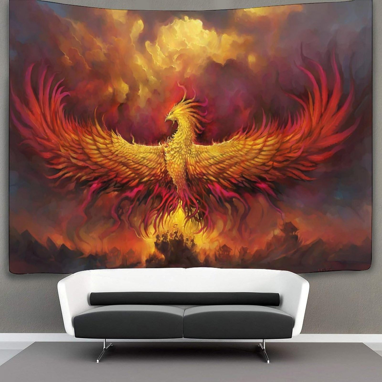 kaiyun Fiery Phoenix Decorations Tapestry Holidays 3D Printing Wall Blanket Wall Hanging for Living Room Bedroom Dorm Decor 70cmx100cm