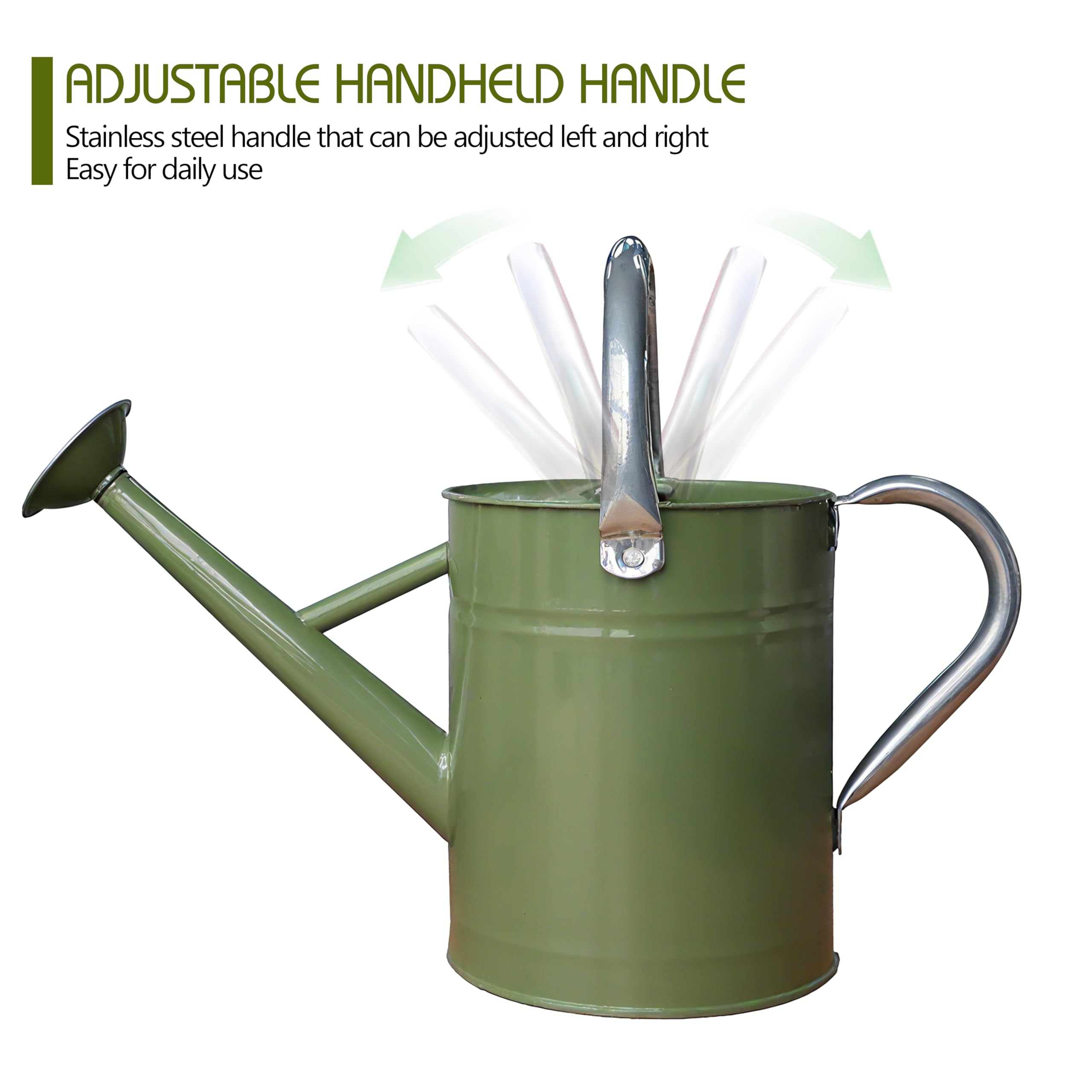Arrosoir en métal de 2,5 l en acier inoxydable pour arrosage des plantes de jardin extérieur et intérieur (vert émeraude)