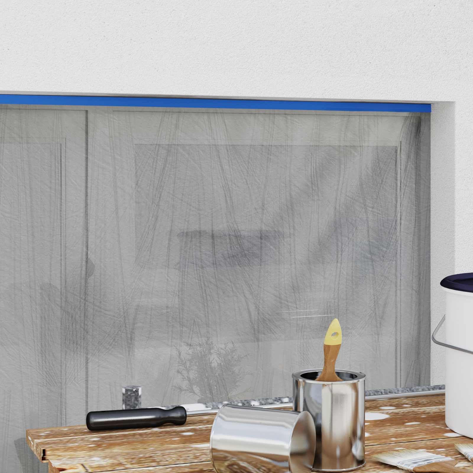Abdeckfolie Mit Klebeband 12 Stück Transparent Blau | Reißfest, Wasserdicht, Handabreißbar, Für Gartenmöbel Und Baustellen