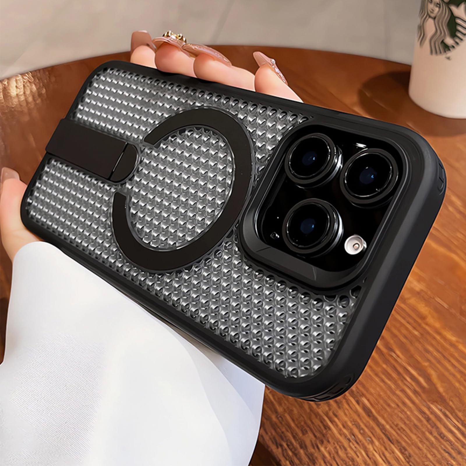 JBJZYZZ for iPhone 16 Pro max Magnetic case with Holder Anti Drop Ultra-Thin semi Transparent Shockproof Silicone for Phone case Suitable for iPhone