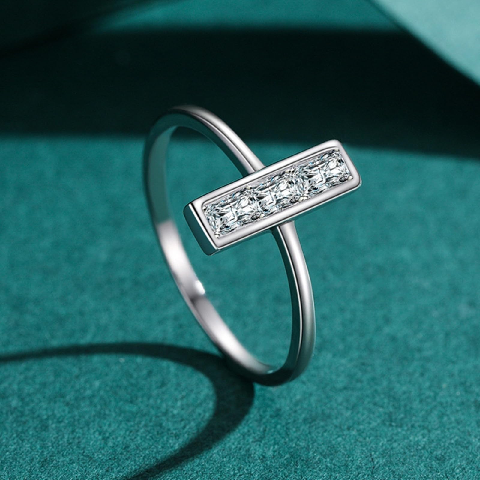 Anillos de compromiso para mujer, oro, alianza de boda de oro blanco único con moissanite, anillo de aniversario de oro auténtico