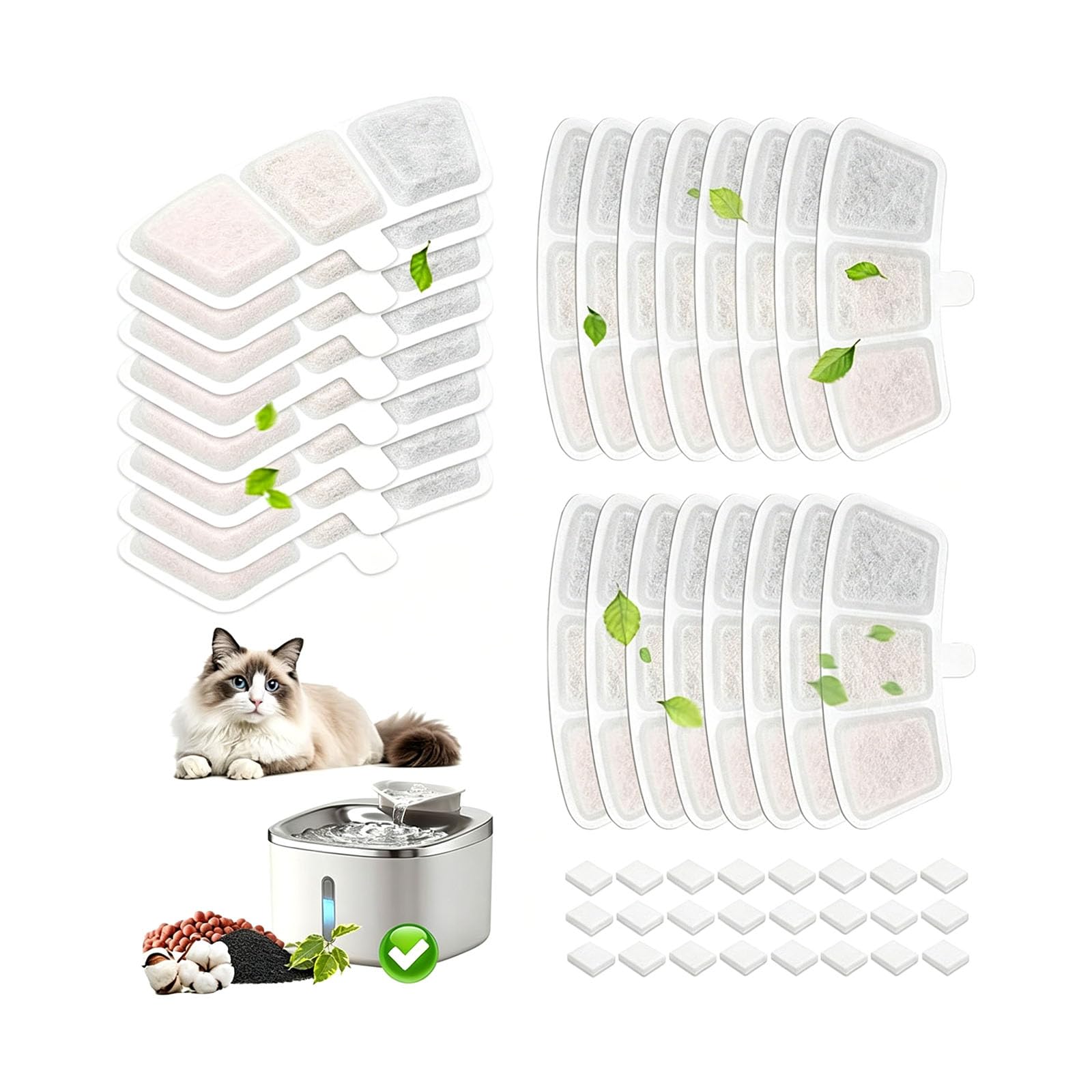NVOQILIN 24 Pieces Drinking Fountain Filter Cartridges Soften Hard Water and Odors for 3.5L Pet Water Dispenser Pet Fountain Filter Cartridges