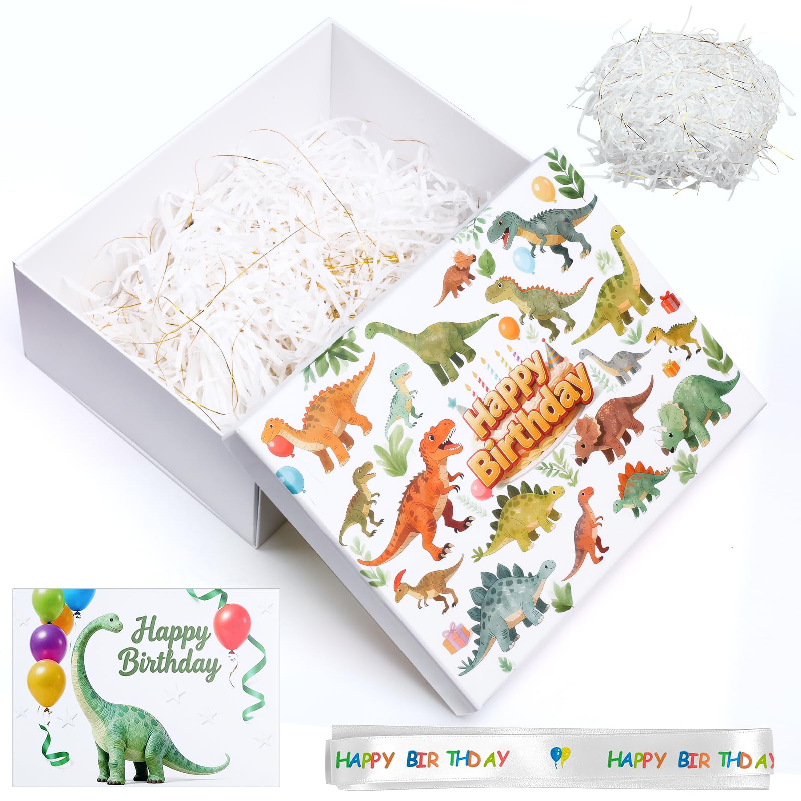 Birthday Gift Box, 25 x 18 x 8,5 cm Dinosaur Gift Box with Lid