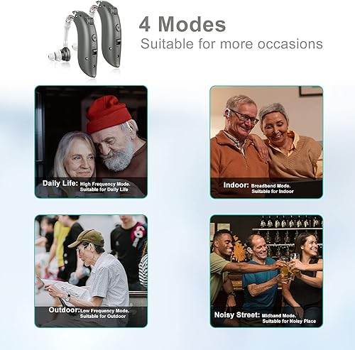 Miniatura 5 de Audífonos Onebridge para personas mayores, amplificador auditivo recargable con cancelación de ruido para adultos con pérdida auditiva, dispositivos