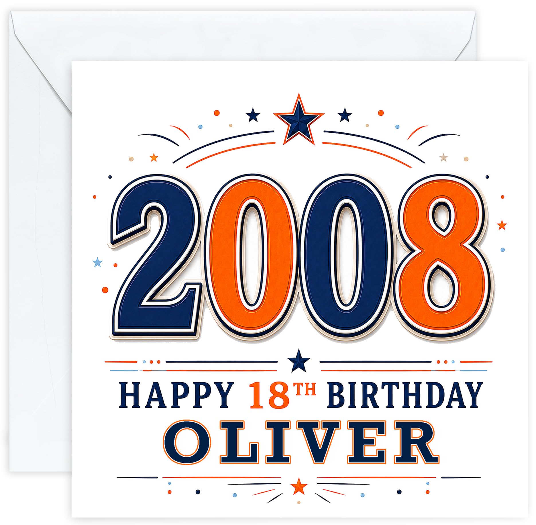 Personalised 18th Birthday Card for Boy | Eighteenth Birthday Card for 18 Year Old Boys Teenager | Son Grandson Nephew Brother Godson | Birthday Card for Him with Name (Design 07)