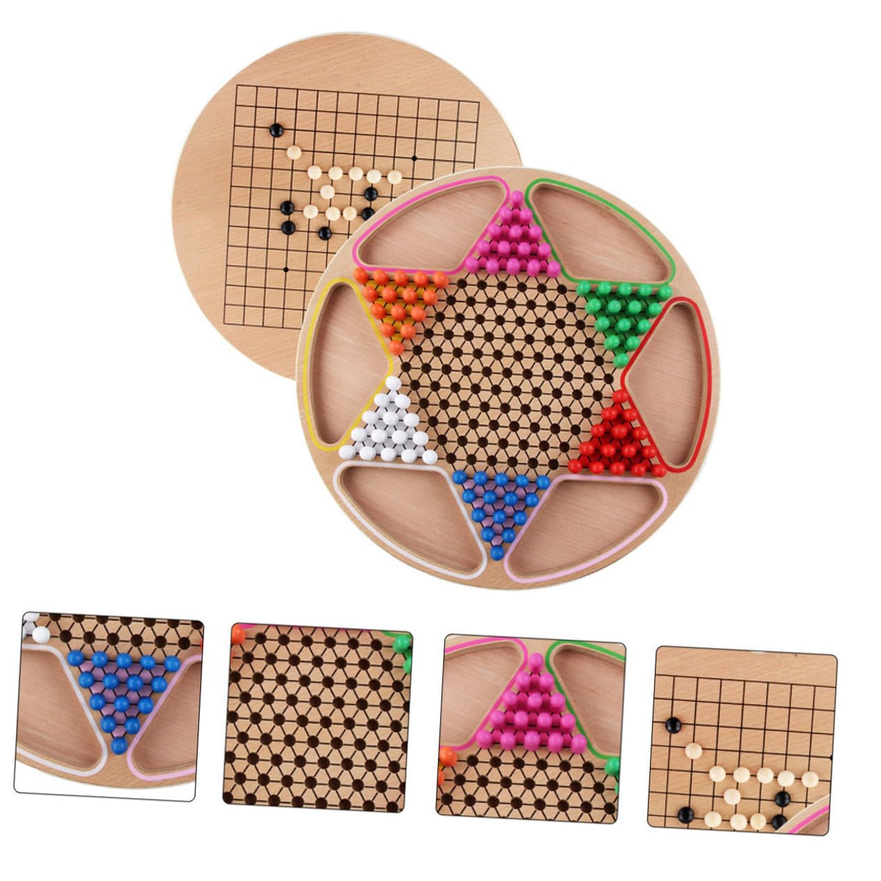 Mikikit Gioco da Tavolo Dama Cinese in Legno Set Educativo Gobang per Ragazzo Ragazza Gioco Cognitivo da Tavolo in Legno Massello Resistente per Sviluppo Intelligenza e Intrattenimento