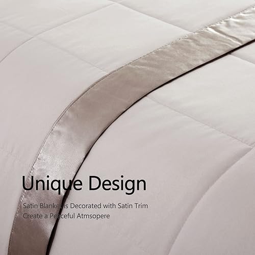 Miniatura 4 de Manta de tamaño King para cama, manta alternativa de plumón con ribete satinado, manta ligera para todas las estaciones  Invierno verano cómodo