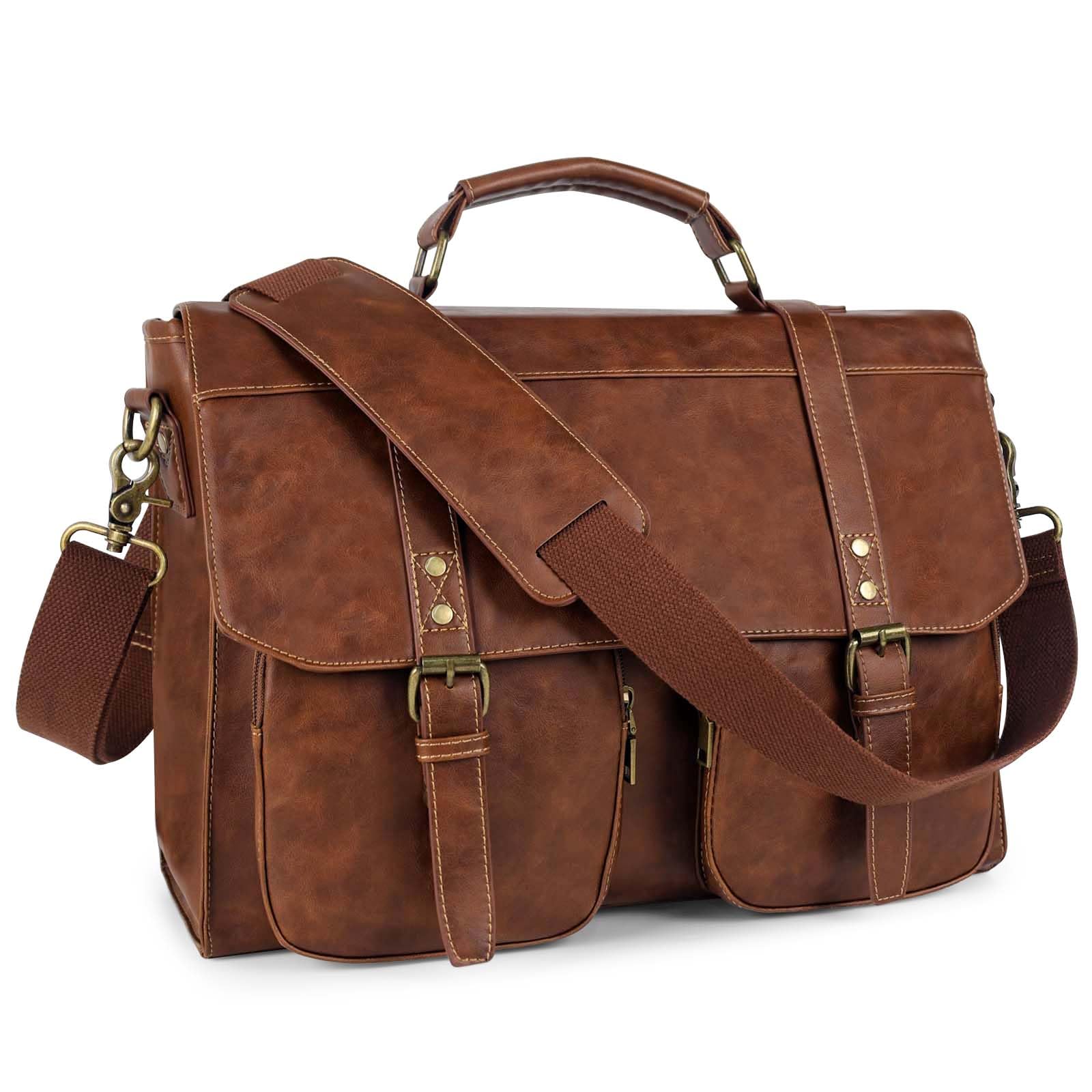 Wogarl Messenger Bag for Men 15 7 inch Vintage PU Leather Briefcase Large Computer Laptop Bag for Office