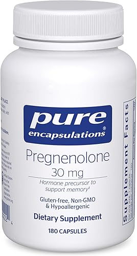 Pure Encapsulations Pregnenolone - 30 mg - Apoyo hormonal - Suplemento de apoyo de memoria y cerebro - Sin gluten y vegano - 180 cápsulas