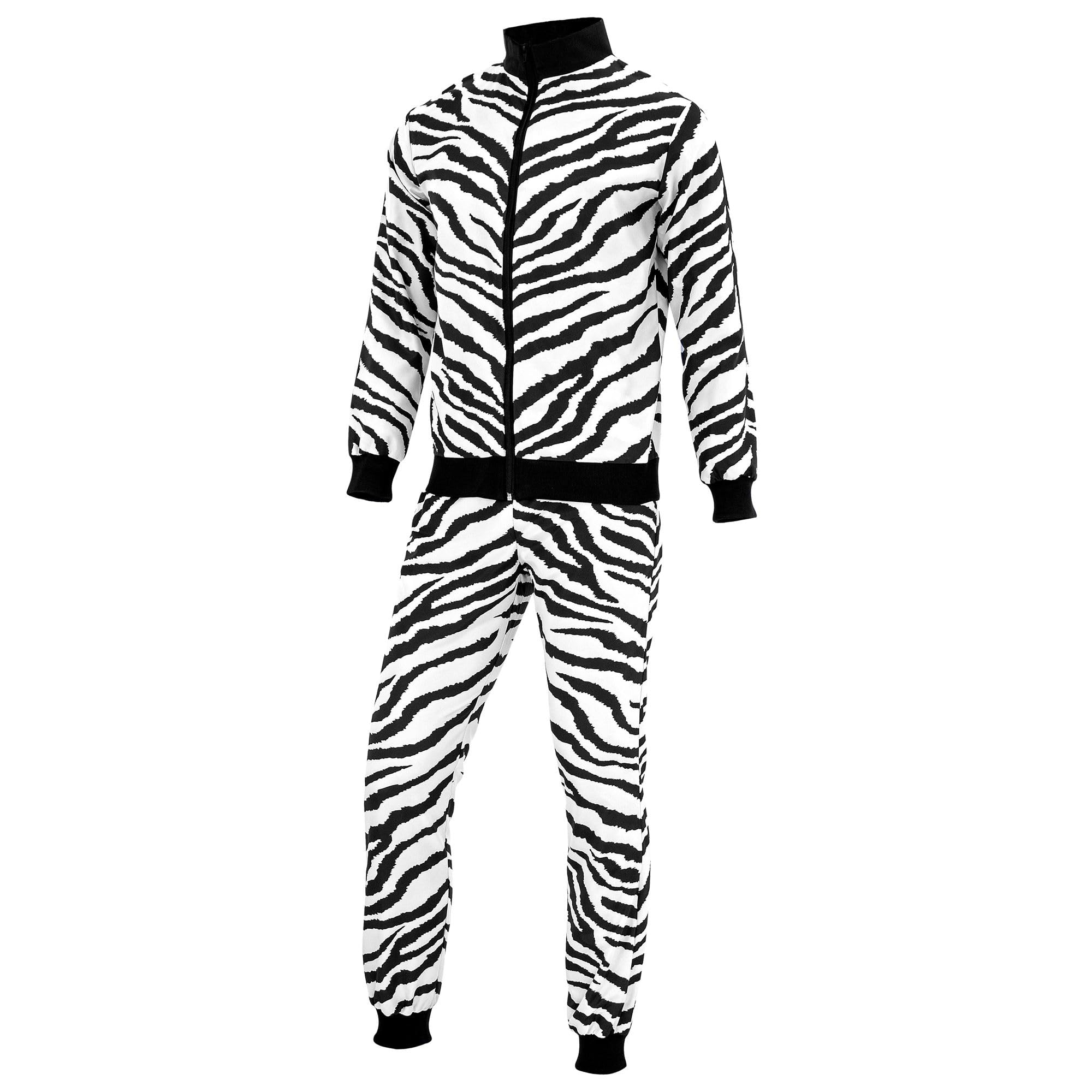 W WIDMANN MILANO Party Fashion - Trainingspak, dierenpatroon, dierenprint, jaren 80-outfit, joggingpak, badknoop-outfit, carnavalskostuums