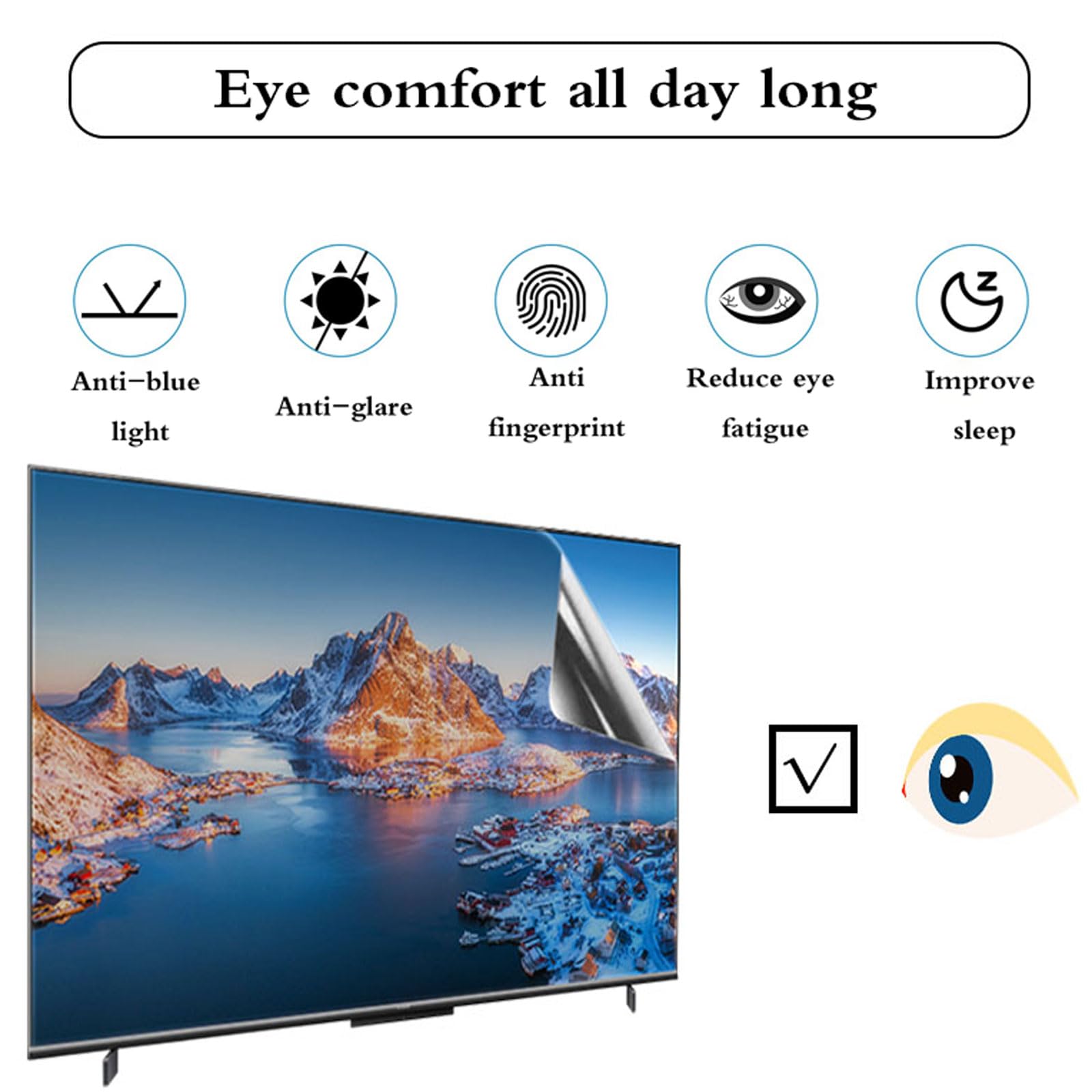 Filtro AntiLuce Blu Appeso,Filtro Universale per Luce Blu del Computer,Pellicola Protettiva Antiriflesso per TV,AntiLuce Blu,Adatto A Persone Miopi,Studenti,Impiegati,Social Media