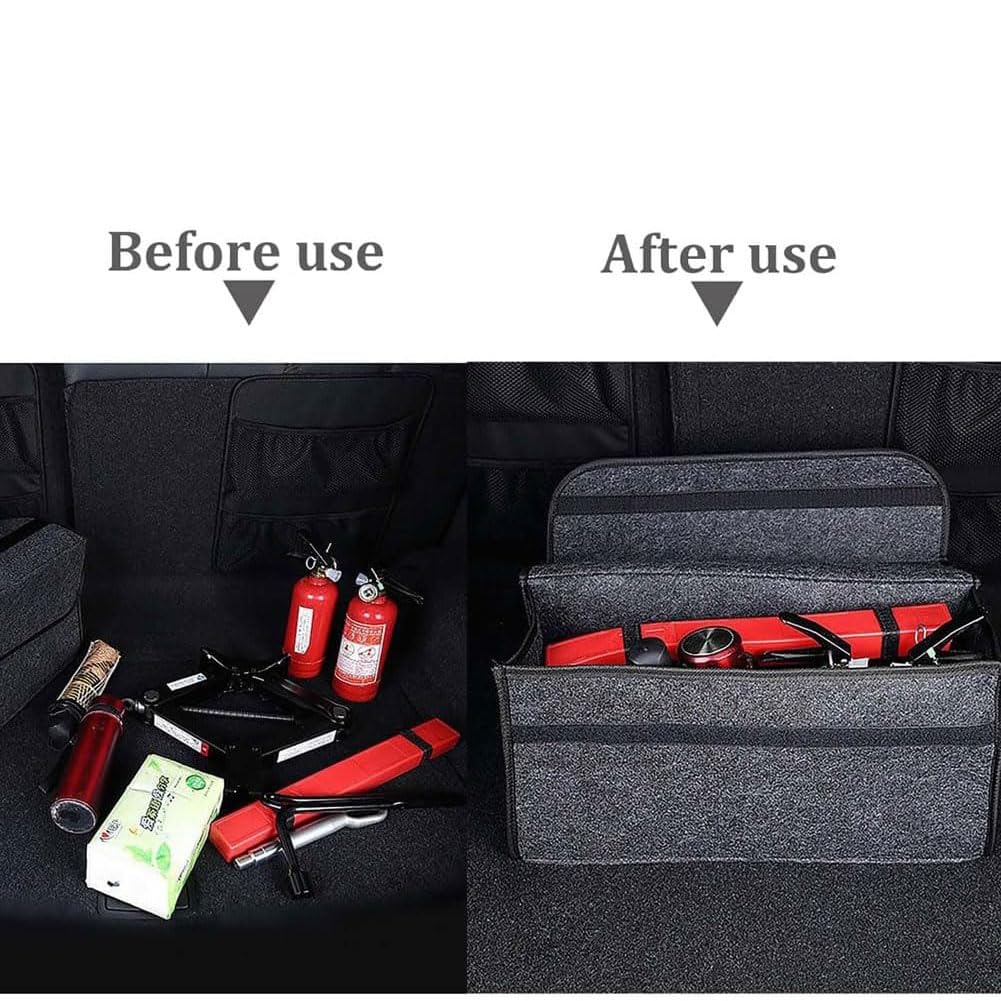Auto Organizer Bagagliaio per Defender/Freelander/Discovery 1 2 3 4 5, Organizzatore Portaoggetti per Bagagliaio Impermeabile Pieghevole Interni Accessori,A/Black