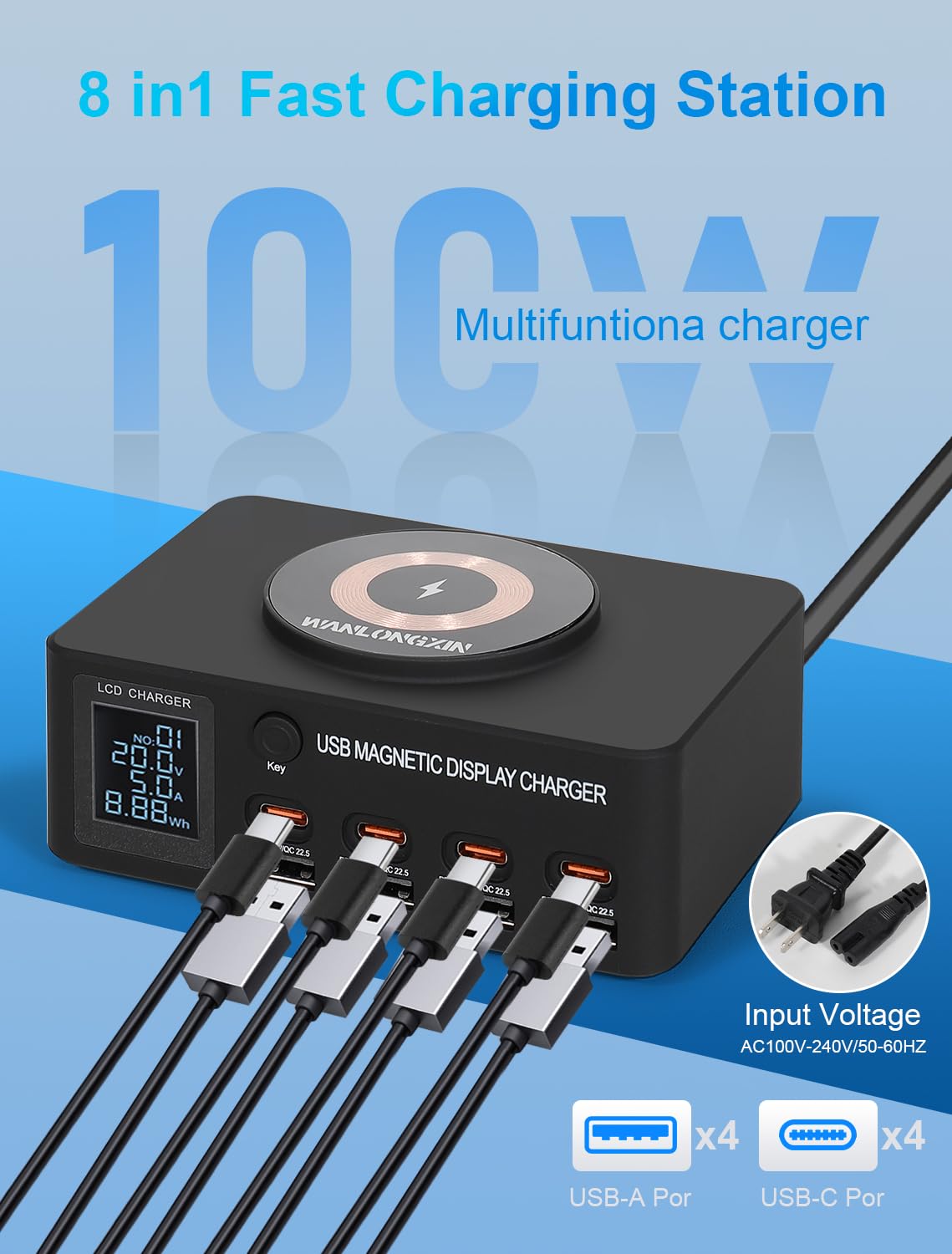 Charging Station, 100W8Port Usb Charging Station, Multiple Usb Charger Station, Charging Station for Multiple Devices, Multi Usb Charging Station, Chargers for Multiple Devices, Multi Charging Station