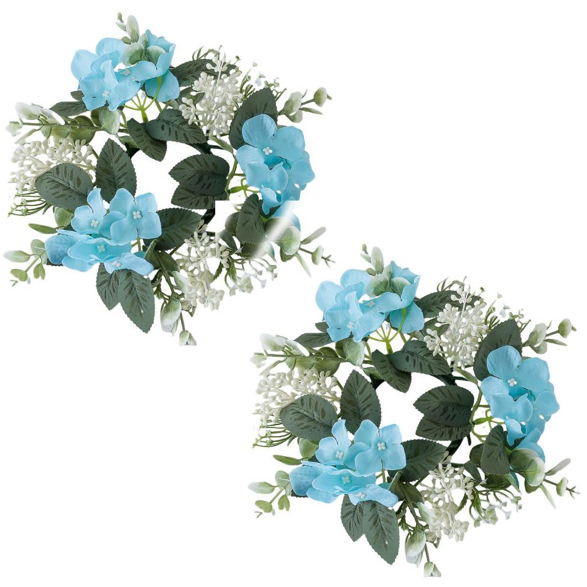 Couronnes de feuilles artificielles haut de gamme bleu lac pour table