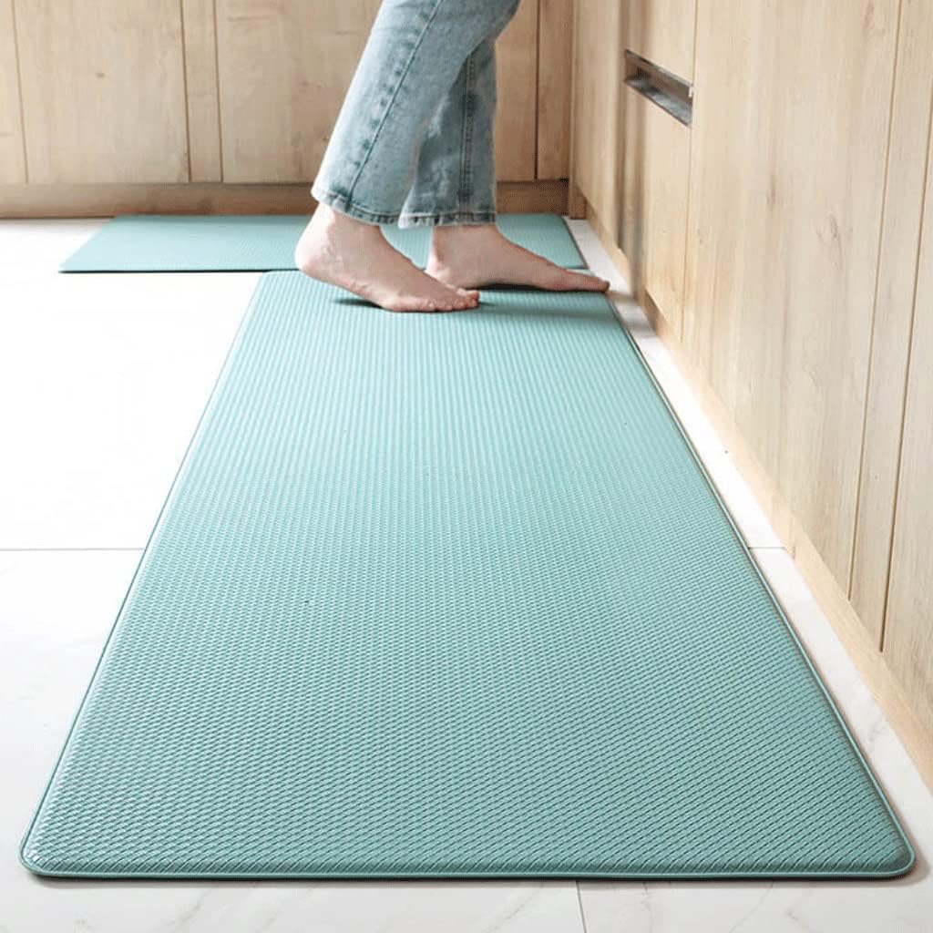 Kitchen Mat PU Leather Floor Mats Anti Skid Plaid PVC Carpet Home Balcony Corridor Decor Entrance Doormat