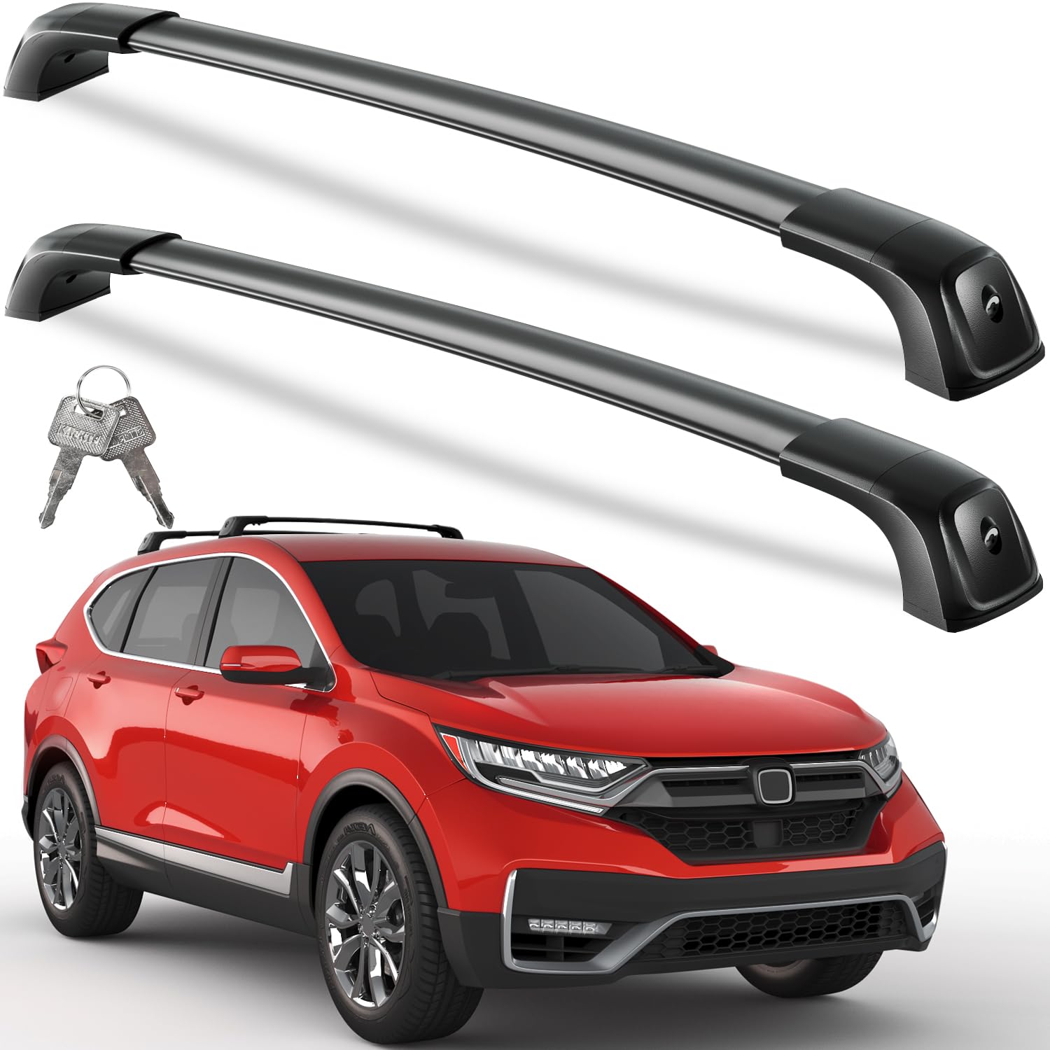 Compatible avec Honda CR-V 5 2017-2022 ACE-2 modèle Barres de Toit Railing Porte-Bagages de Voiture Noir Aluminium Barres