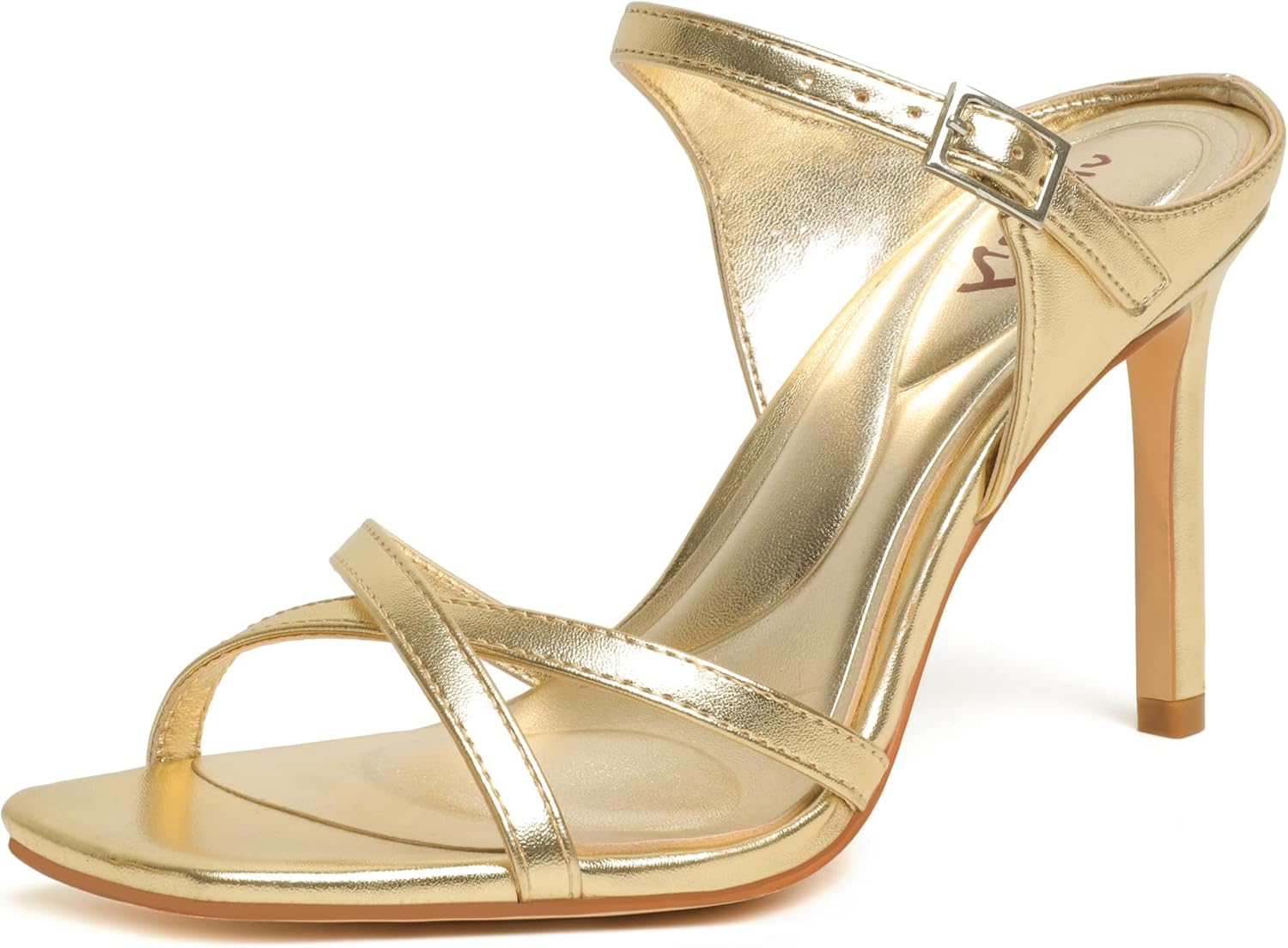 vivianly Women's Square Toe Cross Strap Stiletto Heeled Sandals 3.9 Inch Heel with Adjustable Ankle Strap Dress Shoes