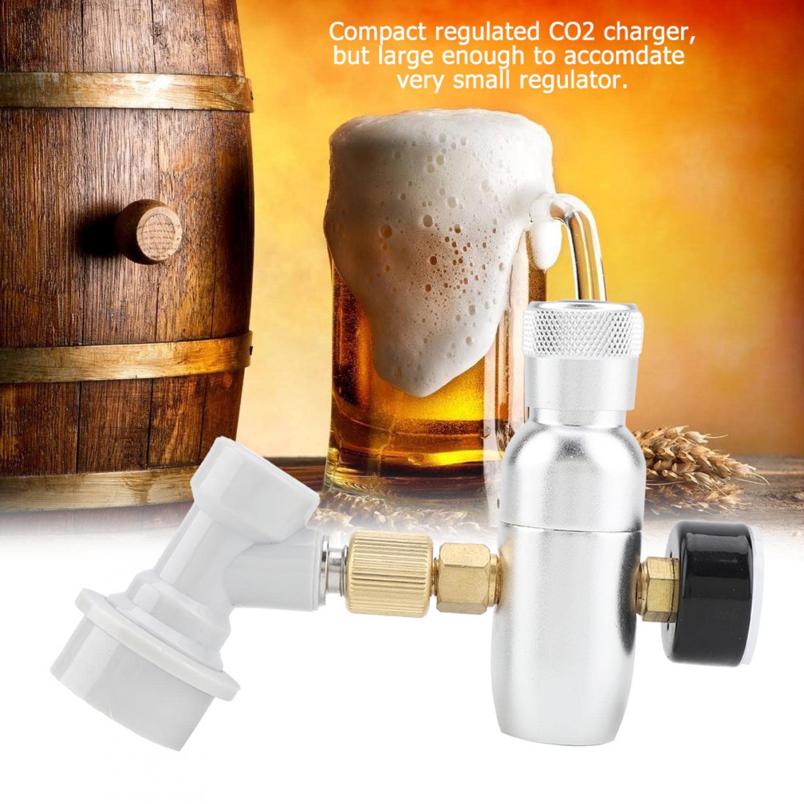Bierfass-Ladegerät, CO2 16g Regler-Ladegerät-Kit Gasballverschluss Schnelltrenner Bierfass-Ladegerät CO2-Spender Bierfassregler-Zubehör für Heimbrauerei(0-60PSI) Bierfass-Ladegerä