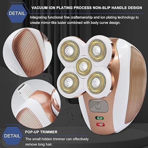 Miniatura 2 de Maquinilla de afeitar eléctrica para mujer, recargable, giratoria, impermeable, sin dolor, removedor de pelo inalámbrico con cabeza desmontable, uso