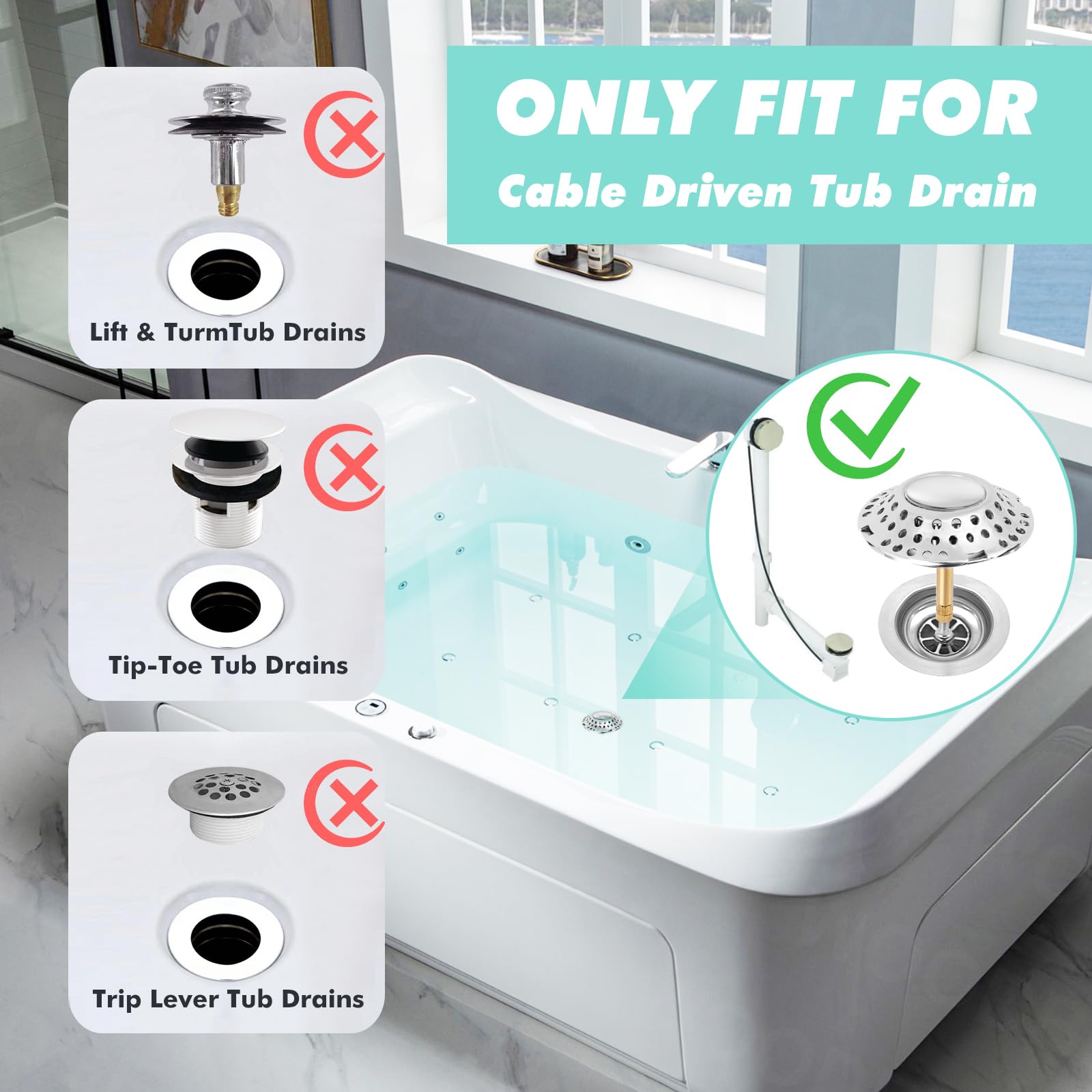 Badewannenstopfen & Haarfänger 3 Stück – 2-in-1 Silikon, Universell Für Abfluss 4,4–7,6 Cm, Wasserdicht, Einfach Zu Reinigen