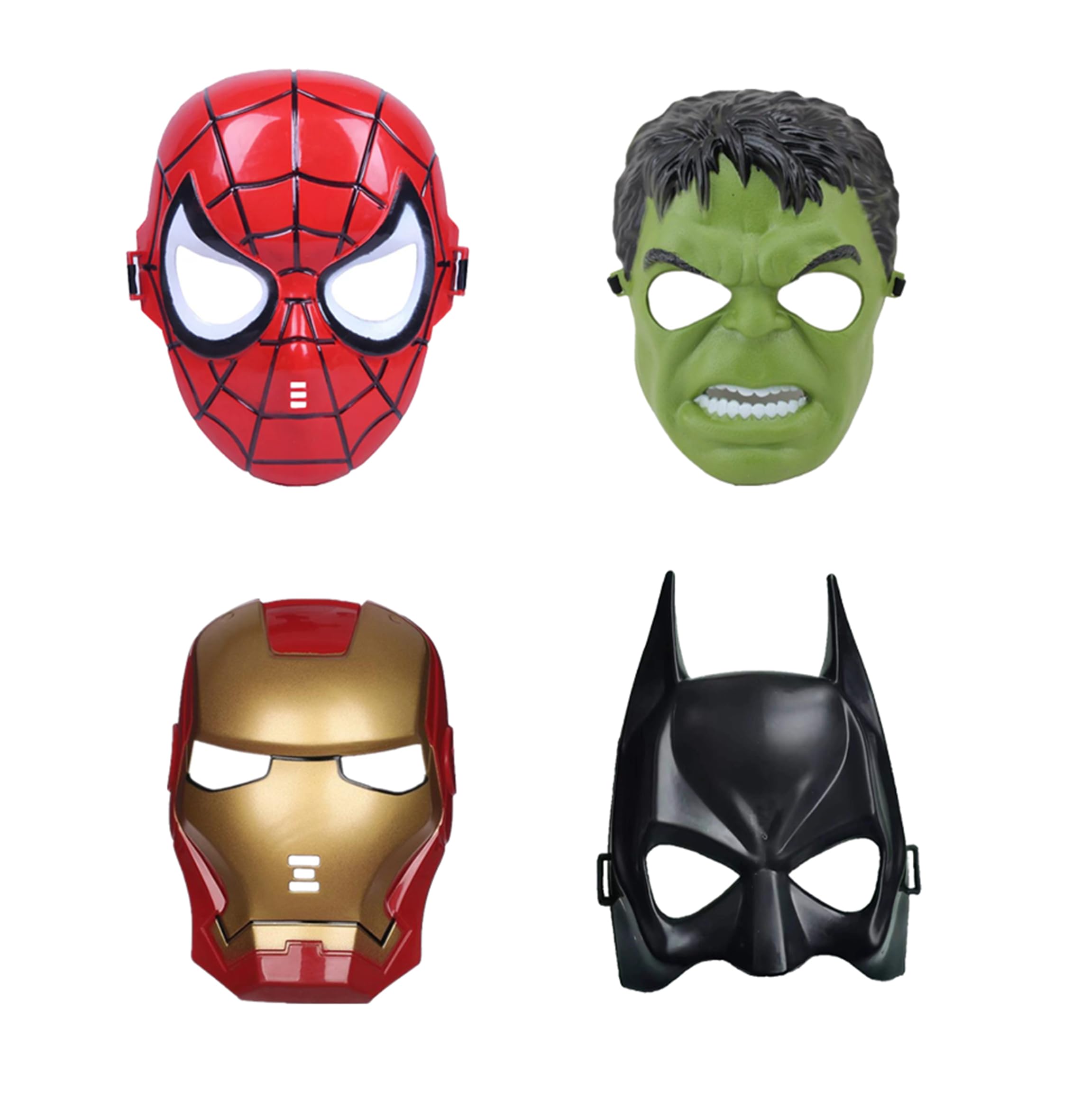 SWR Halloween Kids's Masks 4pcs Superhero(Bat black Hulk super steel spider-man Face) Cartoon Mask Cosplay Mask Accessories for Halloween Theme Party Masquerade Props For Children Roleplay