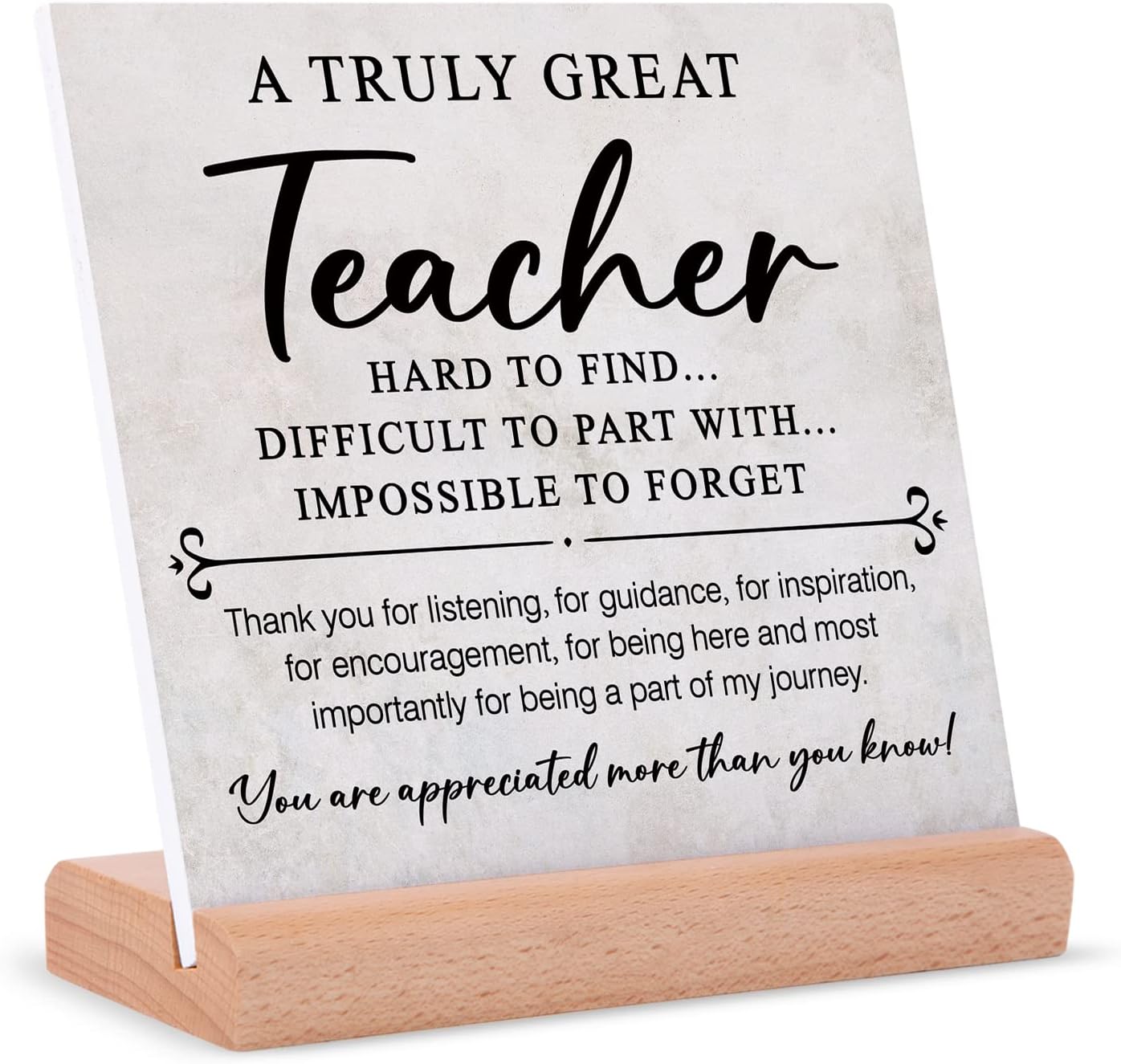 Gowelly Teacher Gifts - Acrylic Plaque with Wooden Base, Thank You Gifts for Teacher Christmas Leaving Retirement, Teacher Appreciation Cards Presents