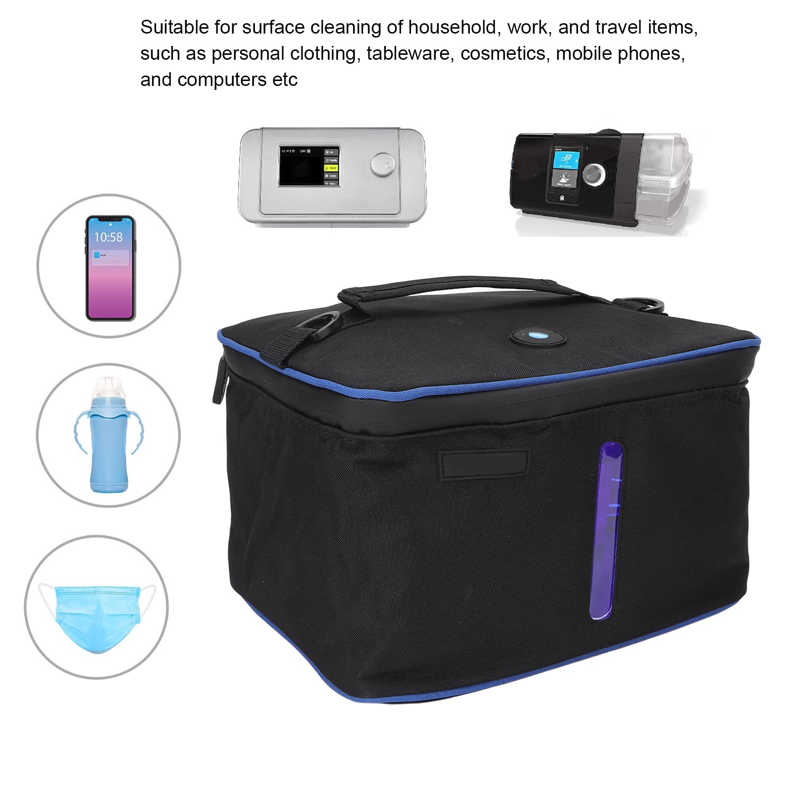 Borsa per la Pulizia della Luce, Borsa per la Disinfezione UVC, Sterilizzatore Portatile con Luce a LED, Sterilizzazione Rapida e Semplice del 99,9% in Soli 3 Minuti, Grande Borsa