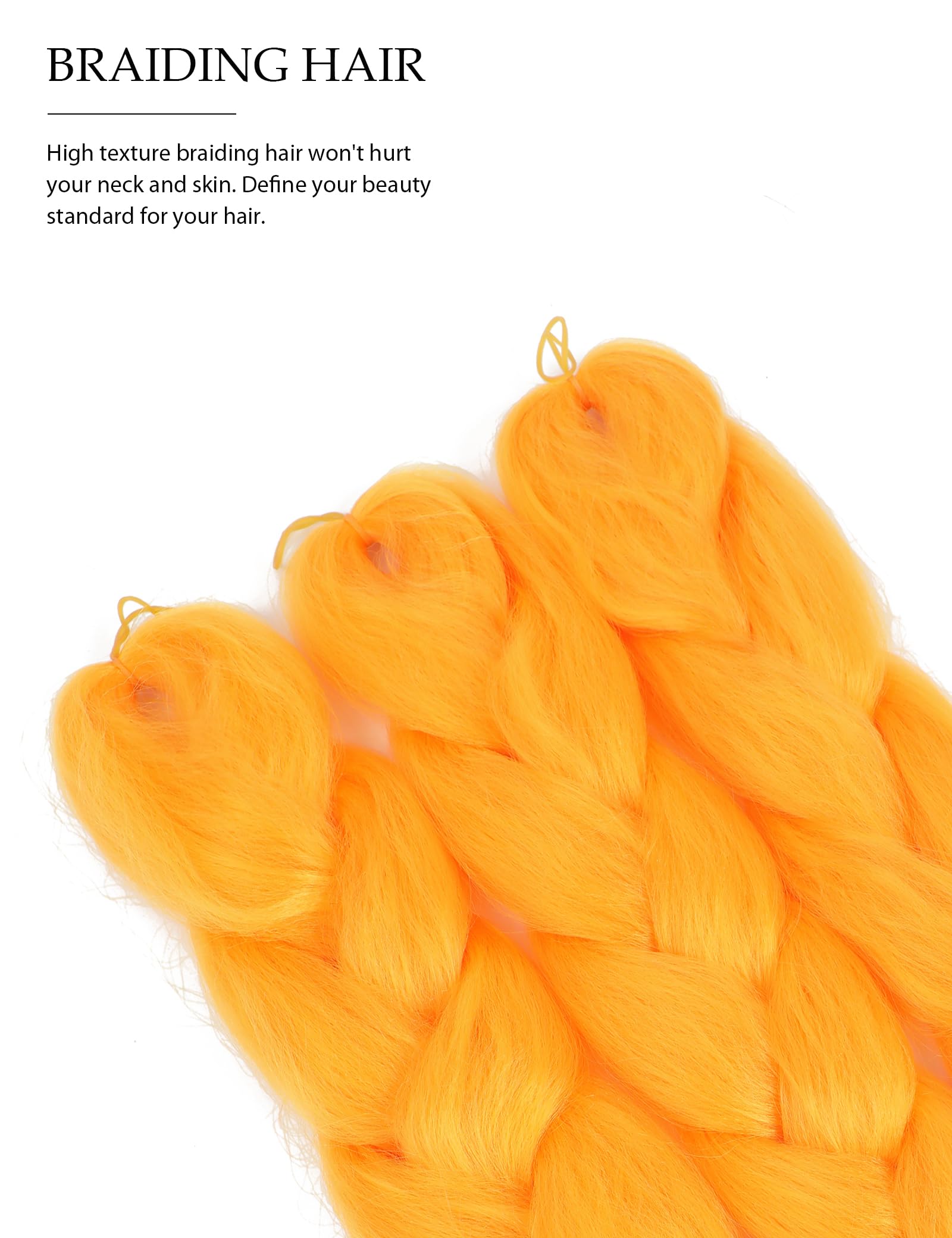 Yamel Braiding Hair Extension,Kanekalon Braiding Hair for Braiding Crochet Twist Box Braids Hair 24 Inch 3pcs Orange Jumbo Braiding Hair - Image 2