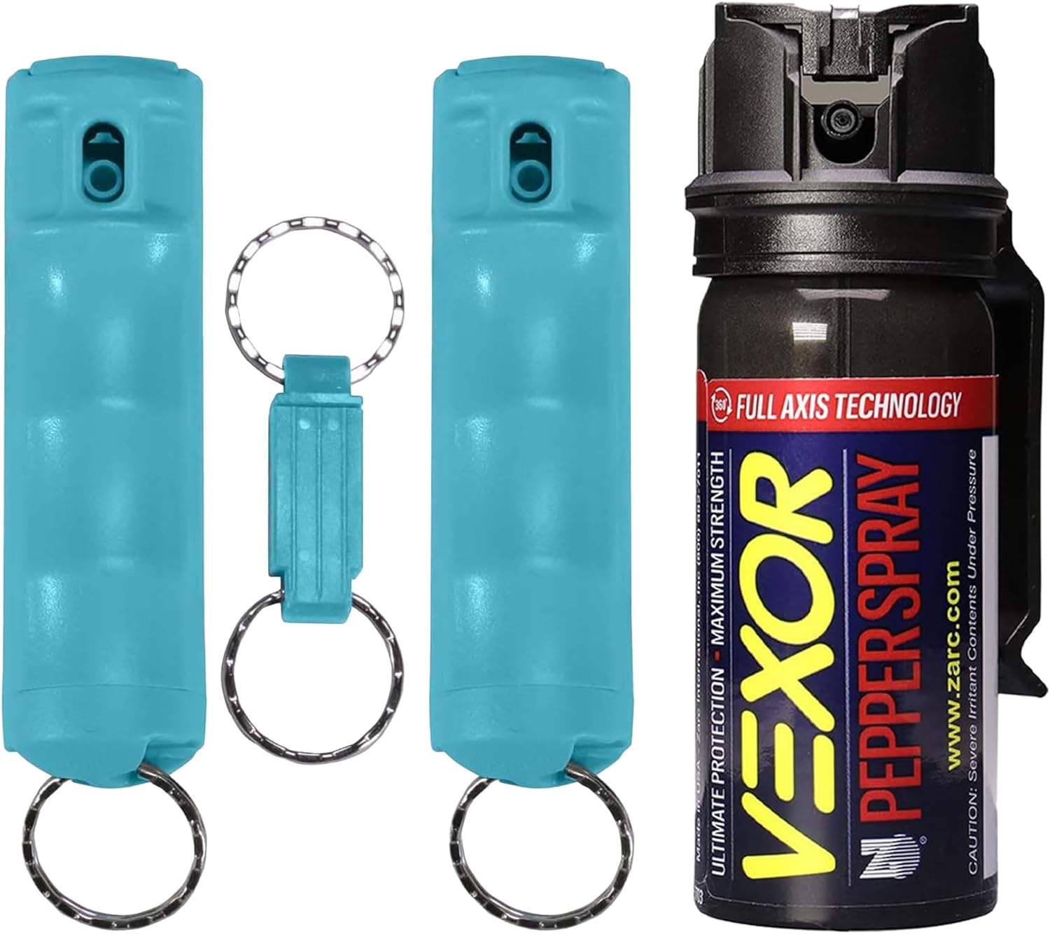 VEXOR Pepper Spray Protection Bundle: Police-Strength Gel & Full Axis Spray with Belt Clip 360° Coverage, Quick Release Key Ring, 10-20 Ft Range, Non-Lethal Self Defense for Complete Safety