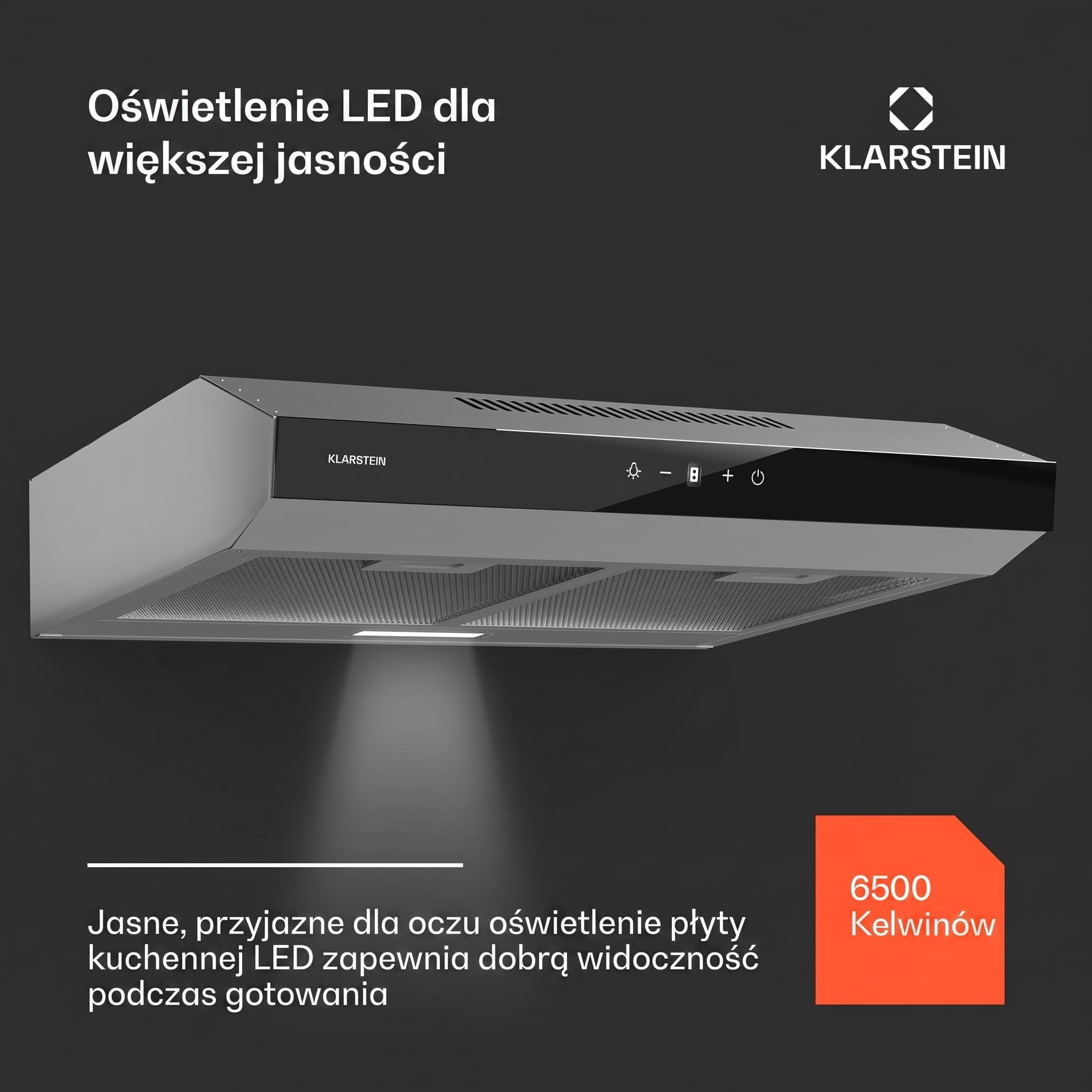 Klarstein Contempo Neo Unterbau-Abzugshaube 60 cm 175 m³/h LED Edelstahl Acryl