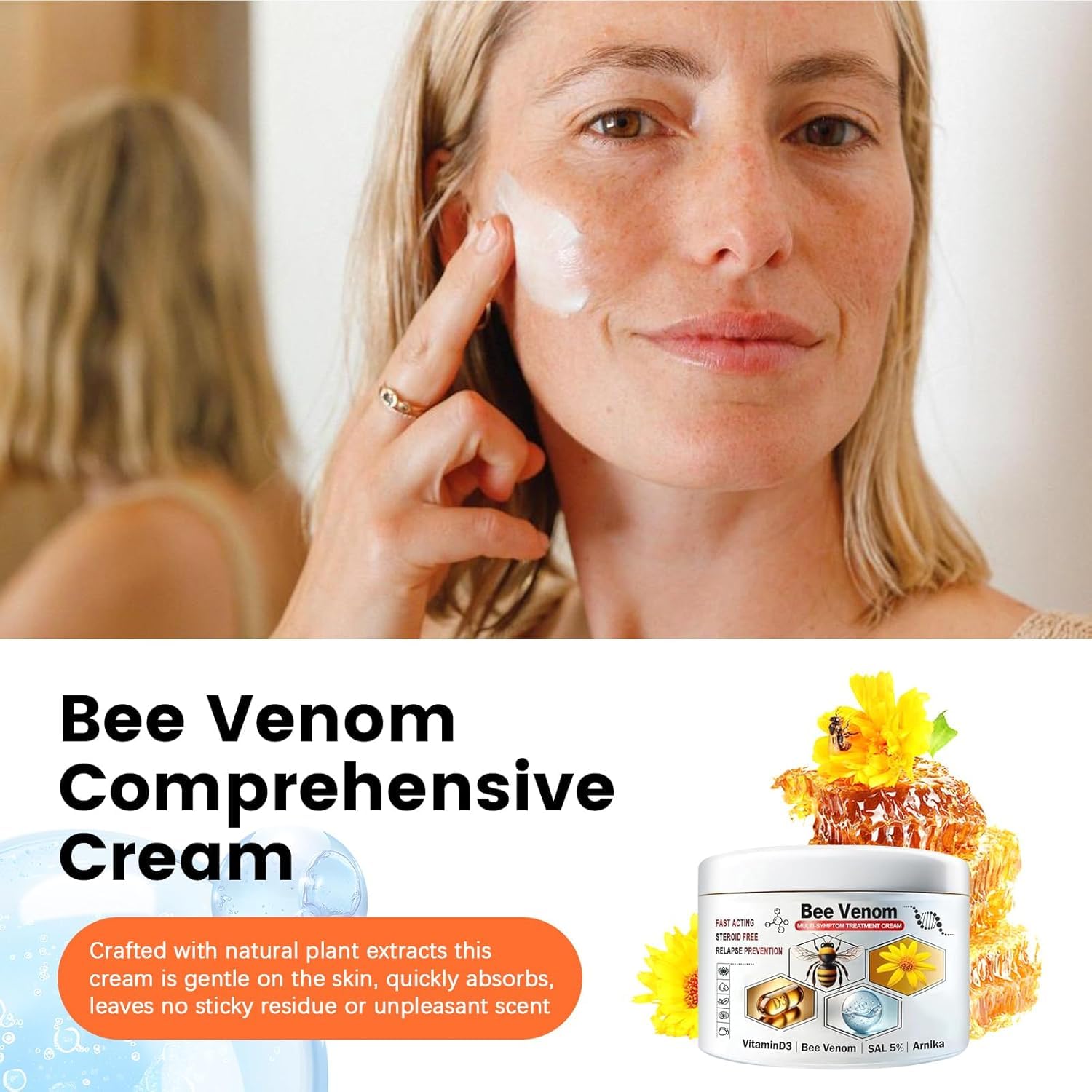 2PCS Bee Venom Cream for All Skin Treatment Bee Venom Repair Cream, Advanced Joint and Bone Cream for Neck Waist, Back, Hand - Image 2