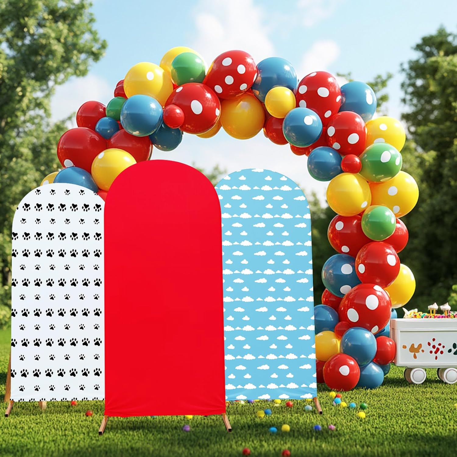 アーチ背景カバー 3点セット ウェディングアーチカバー スパンデックス 背景スタンド 4フィート 5フィート 6フィート 結婚式 誕