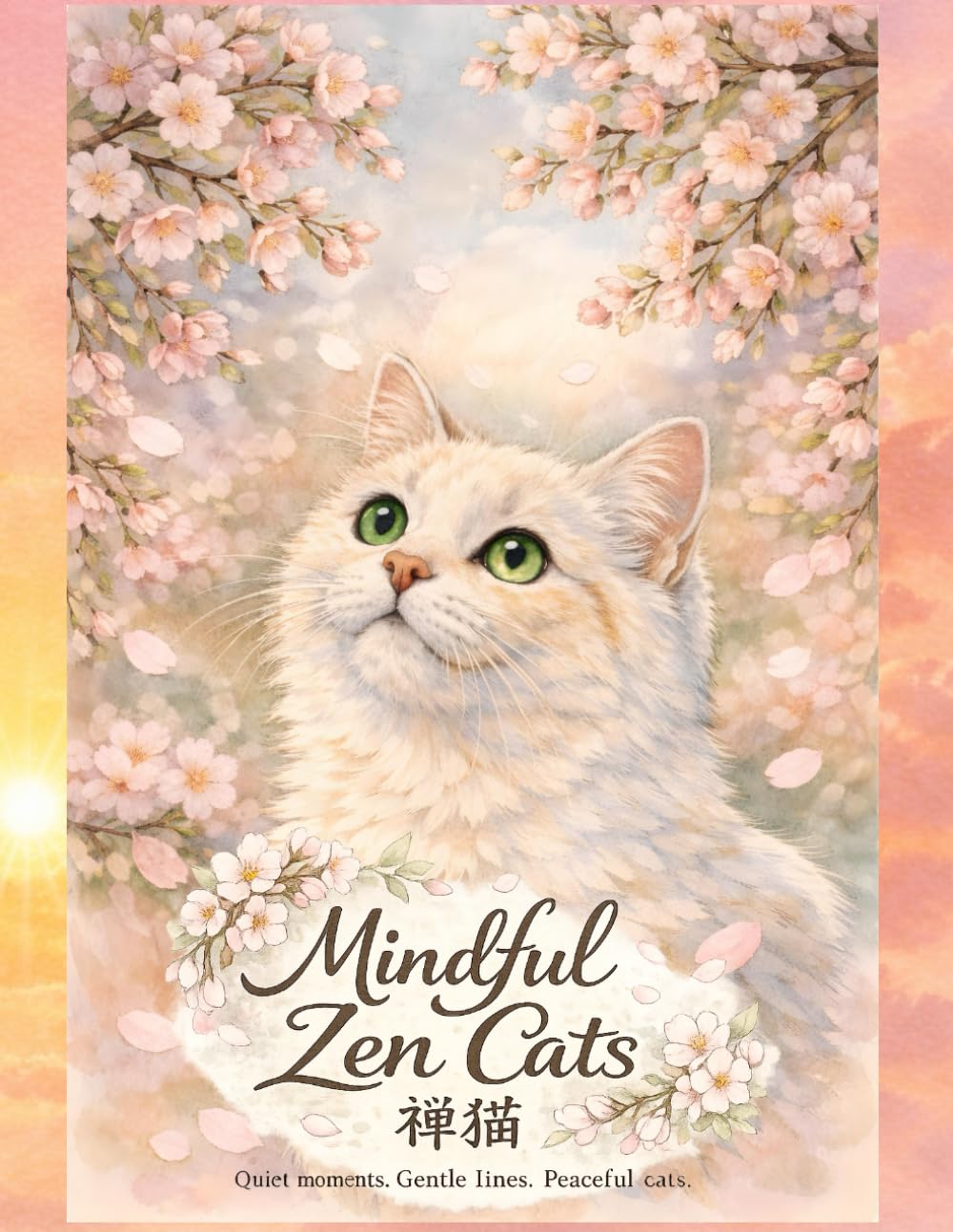 Mindful Zen Cats: Relaxing Japanese-Inspired Adult Coloring Book with Peaceful Cats, Tatami Rooms & Blossoms