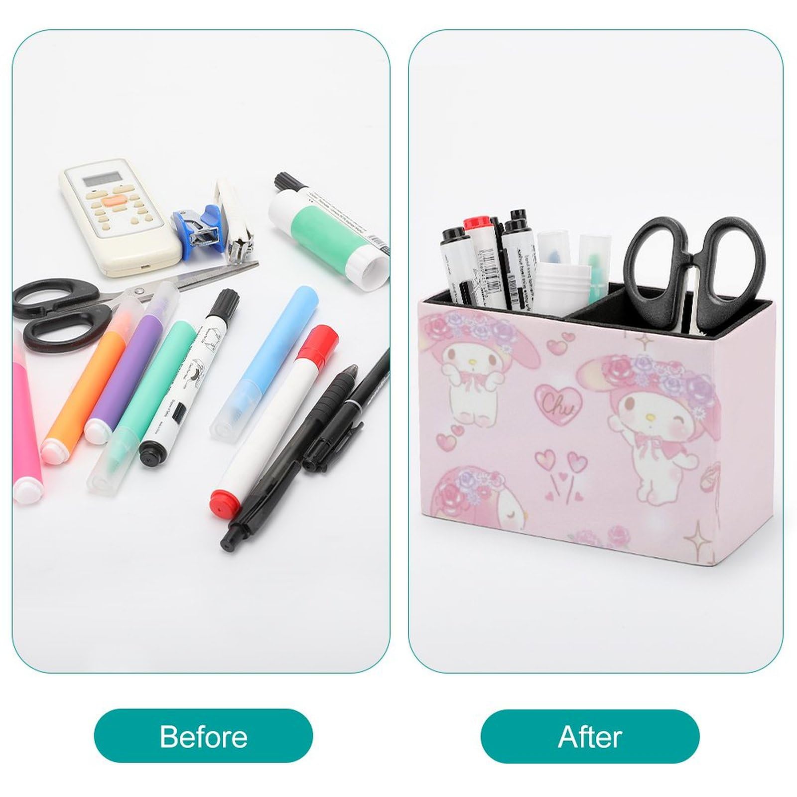 Amazon.co.jp: マイメロペン入れて ペン立て PUレザー筆立て文房具