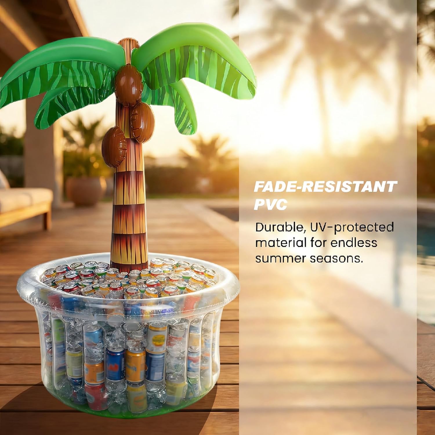 Inflatable Palm Tree Cooler 60" Inflatable Pool Party Bar Inflatable Serving Bars Cooler Bar Ice Buffet Serving Trays Keep Food Drinks Salad Cool Party Decorations for BBQ Picnic Beach